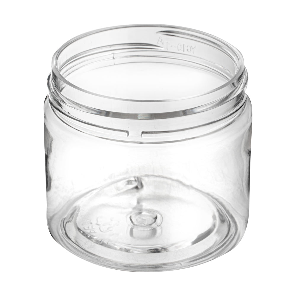Chef 101 2 oz Round Clear Plastic Candy and Snack Jar - with Black Plastic Lid - 2" x 2" x 1 3/4" - 10 count box