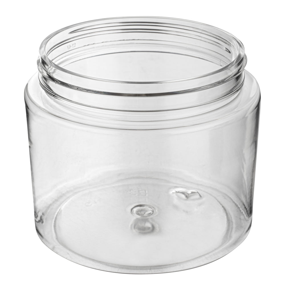 Chef 101 16 oz Round Clear Plastic Candy and Snack Jar - with Black Plastic Lid - 3 3/4" x 3 3/4" x 3" - 10 count box