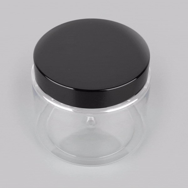 Chef 101 16 oz Round Clear Plastic Candy and Snack Jar - with Black Plastic Lid - 3 3/4" x 3 3/4" x 3" - 100 count box