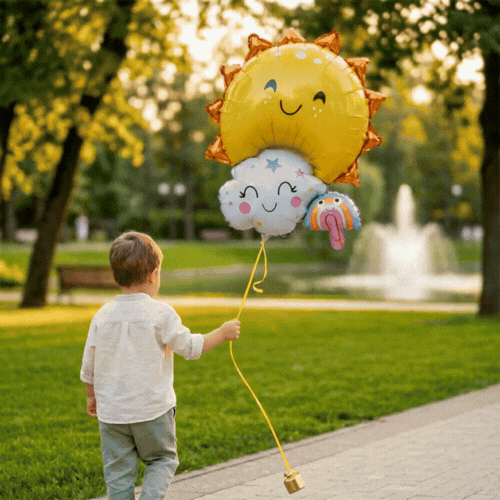 Balloonify Mylar Sun, Cloud and Rainbow Family Balloon - 30 1/4" x 23 1/4" - 100 count box