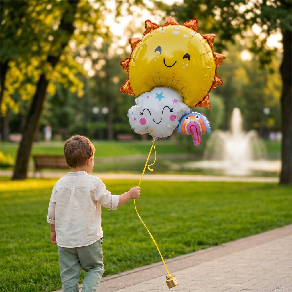 Balloonify Mylar Sun, Cloud and Rainbow Family Balloon - 30 1/4" x 23 1/4" - 100 count box