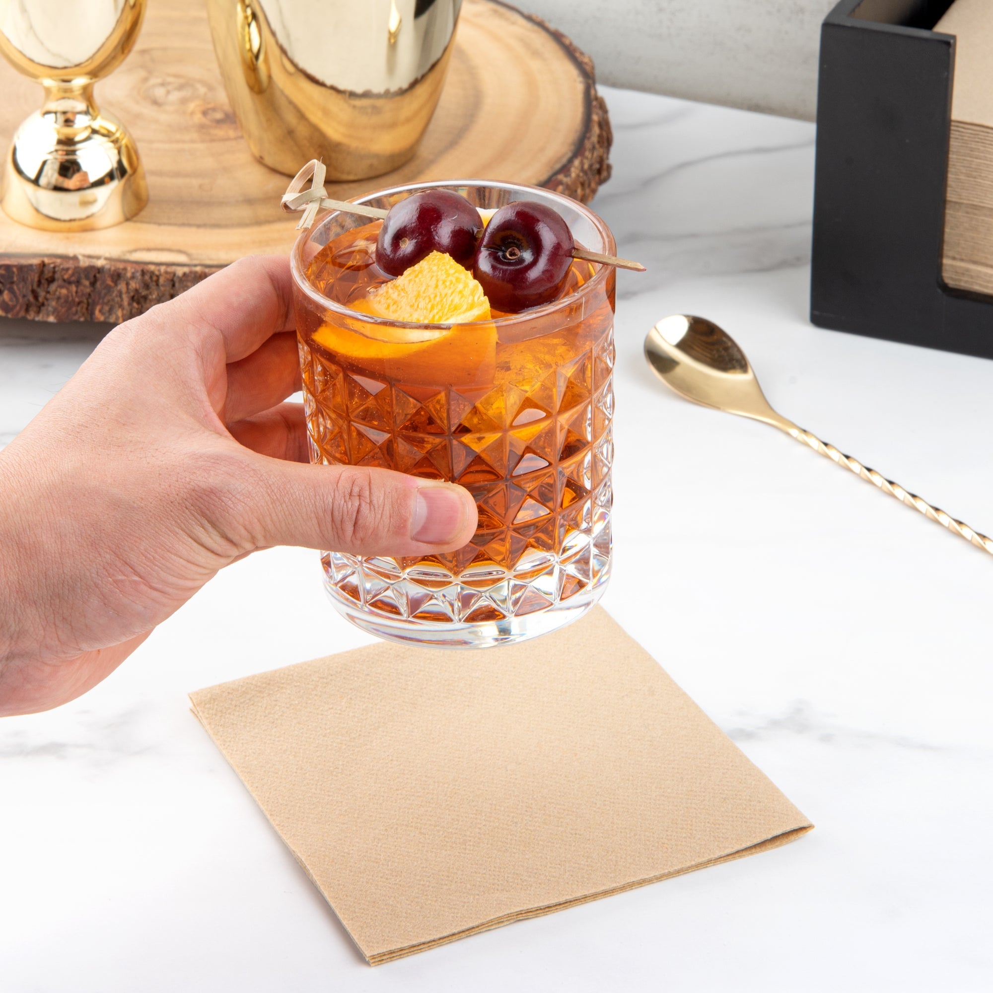 Bev Tek 9 oz Polycarbonate Old Fashioned Glass - Cut Crystal Design - 3 1/4" x 3 1/4" x 3 3/4" - 6 count box