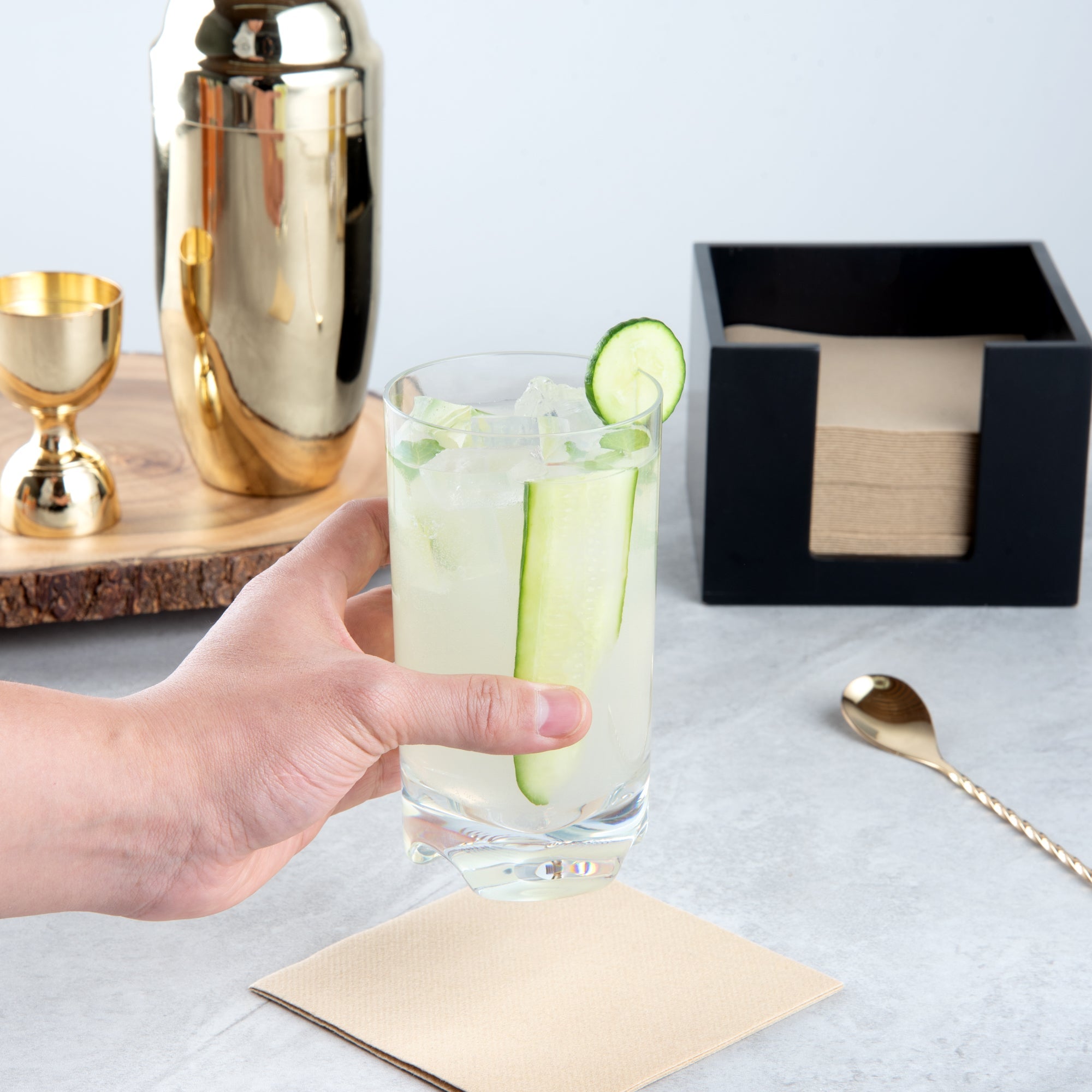 Bev Tek 14 oz Polycarbonate Highball Glass - 3" x 3" x 5 1/2" - 6 count box
