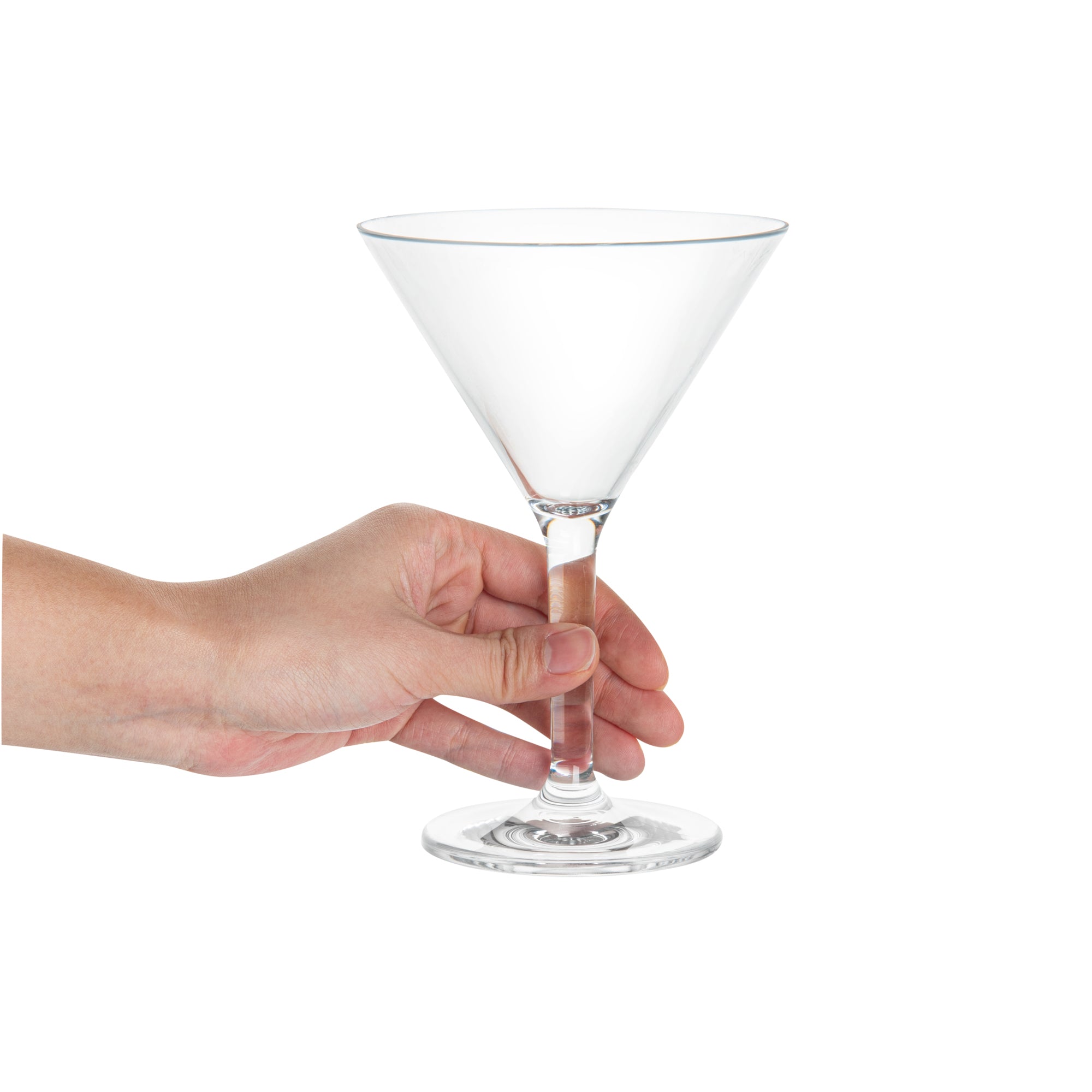 Bev Tek 10 oz Polycarbonate Cocktail Martini Glass - 4 1/2" x 4 1/2" x 6 1/2" - 6 count box