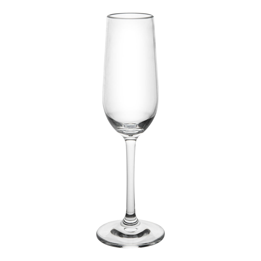 Bev Tek 6 oz Polycarbonate Champagne Flute - 2 3/4" x 2 3/4" x 8 3/4" - 48 count box