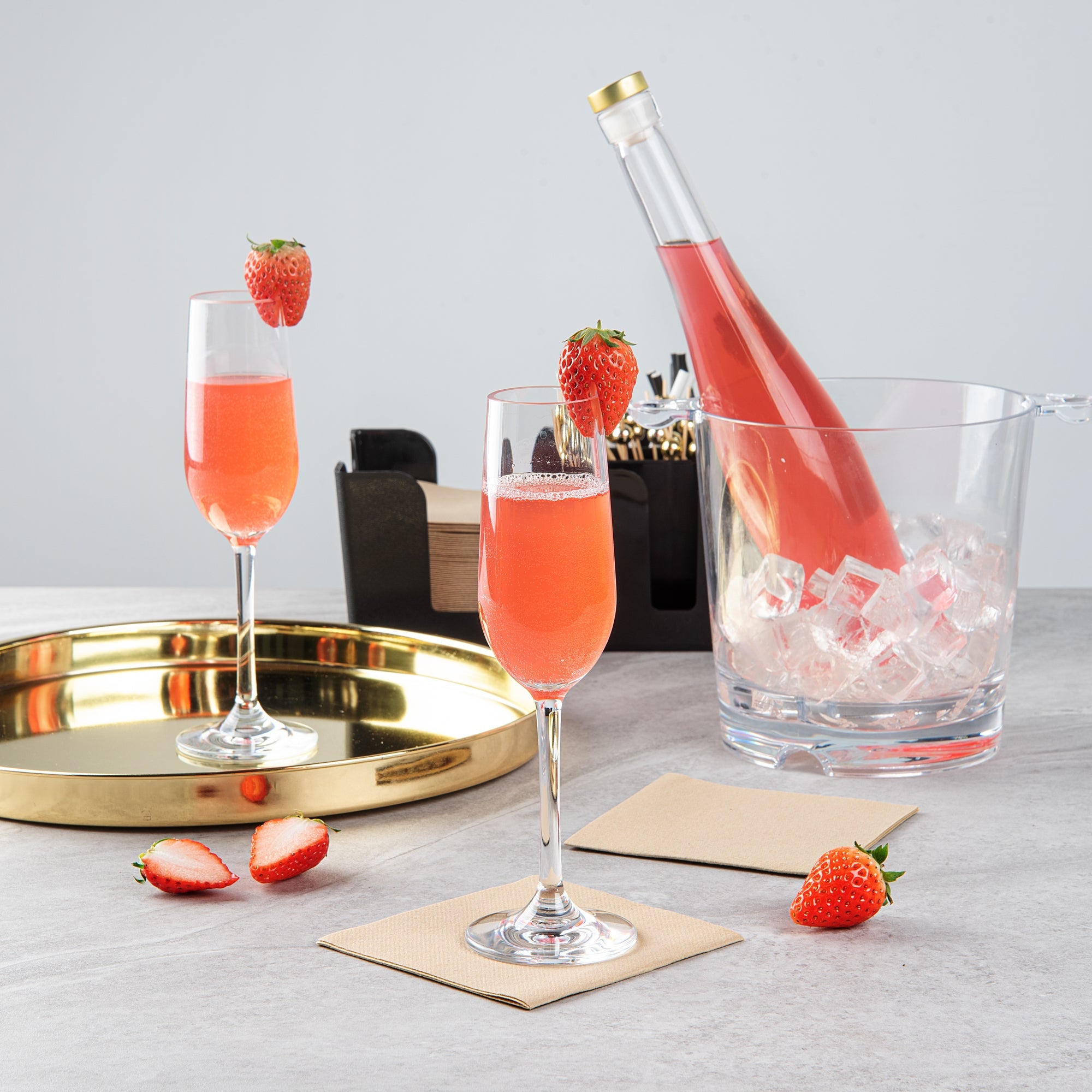 Bev Tek 6 oz Polycarbonate Champagne Flute - 2 3/4" x 2 3/4" x 8 3/4" - 48 count box