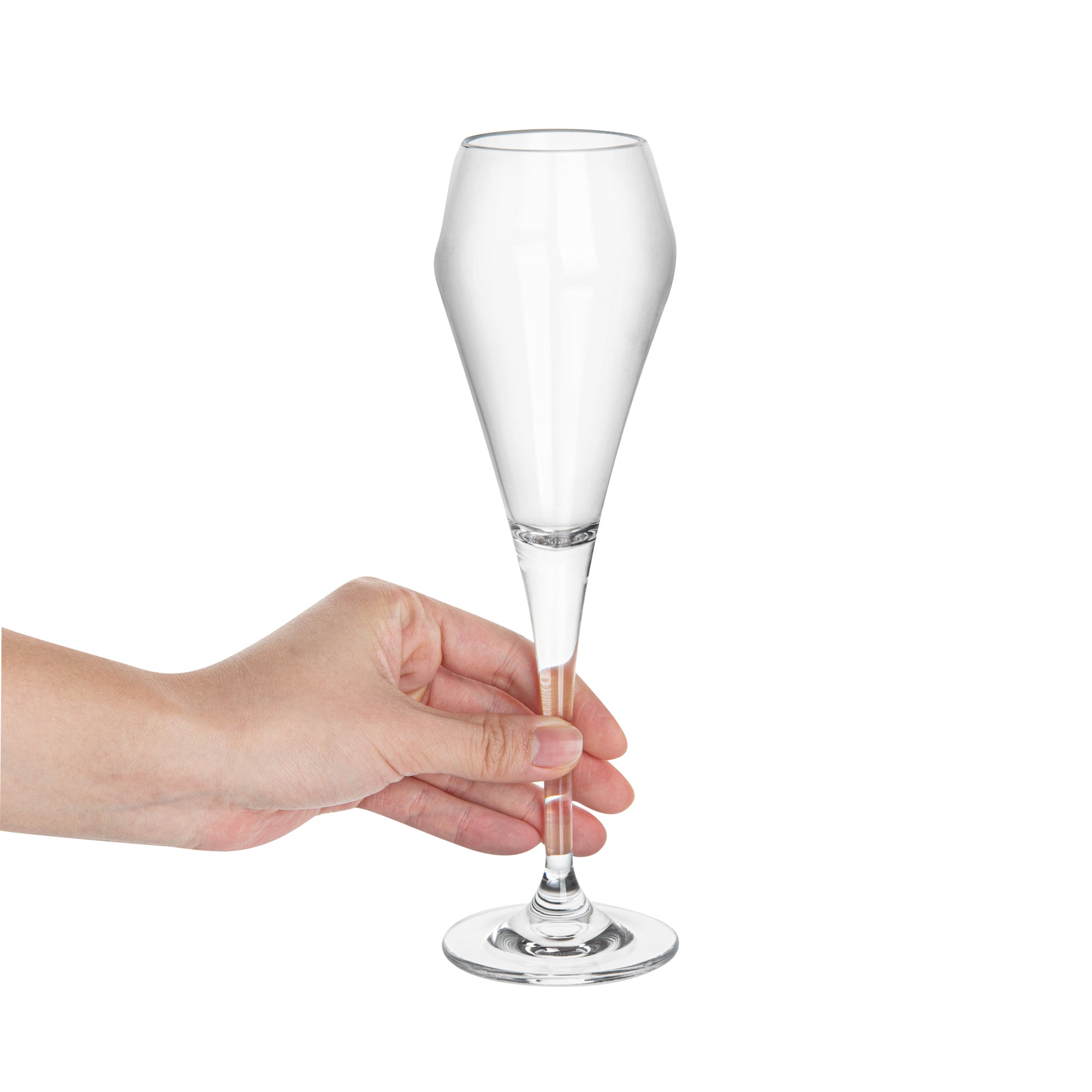 Bev Tek 7 oz Polycarbonate Champagne Flute - 2 3/4" x 2 3/4" x 9 1/4" - 6 count box