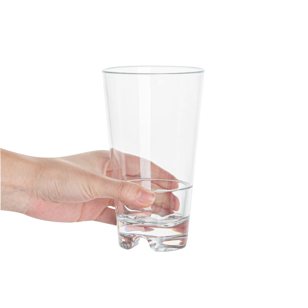 Bev Tek 18 oz Polycarbonate Highball Glass - Stackable - 3 1/2" x 3 1/2" x 6 1/4" - 6 count box