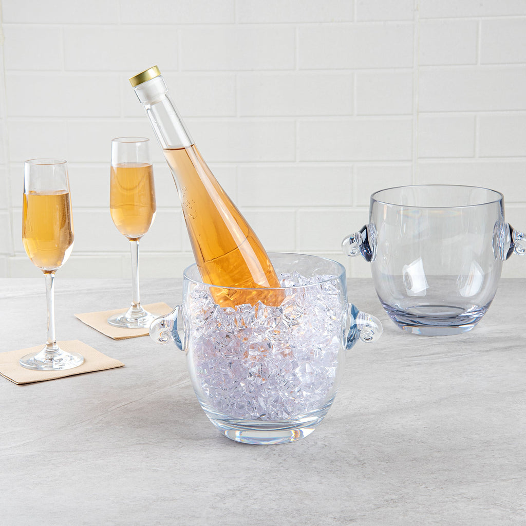 Bar Lux 2.1 qt Clear Plastic Ice / Champagne Bucket - 8 3/4" x 6 1/2" x 6 1/4" - 12 count box