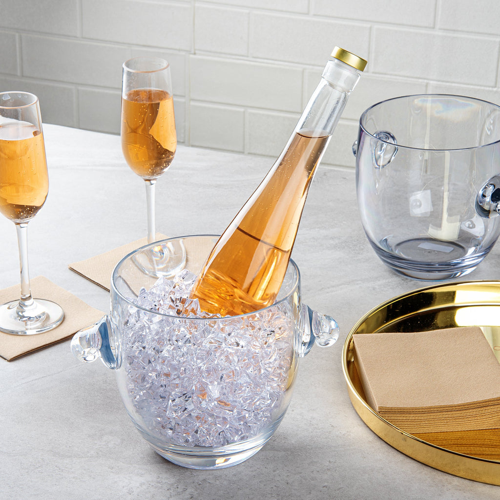 Bar Lux 2.1 qt Clear Plastic Ice / Champagne Bucket - 8 3/4" x 6 1/2" x 6 1/4" - 12 count box