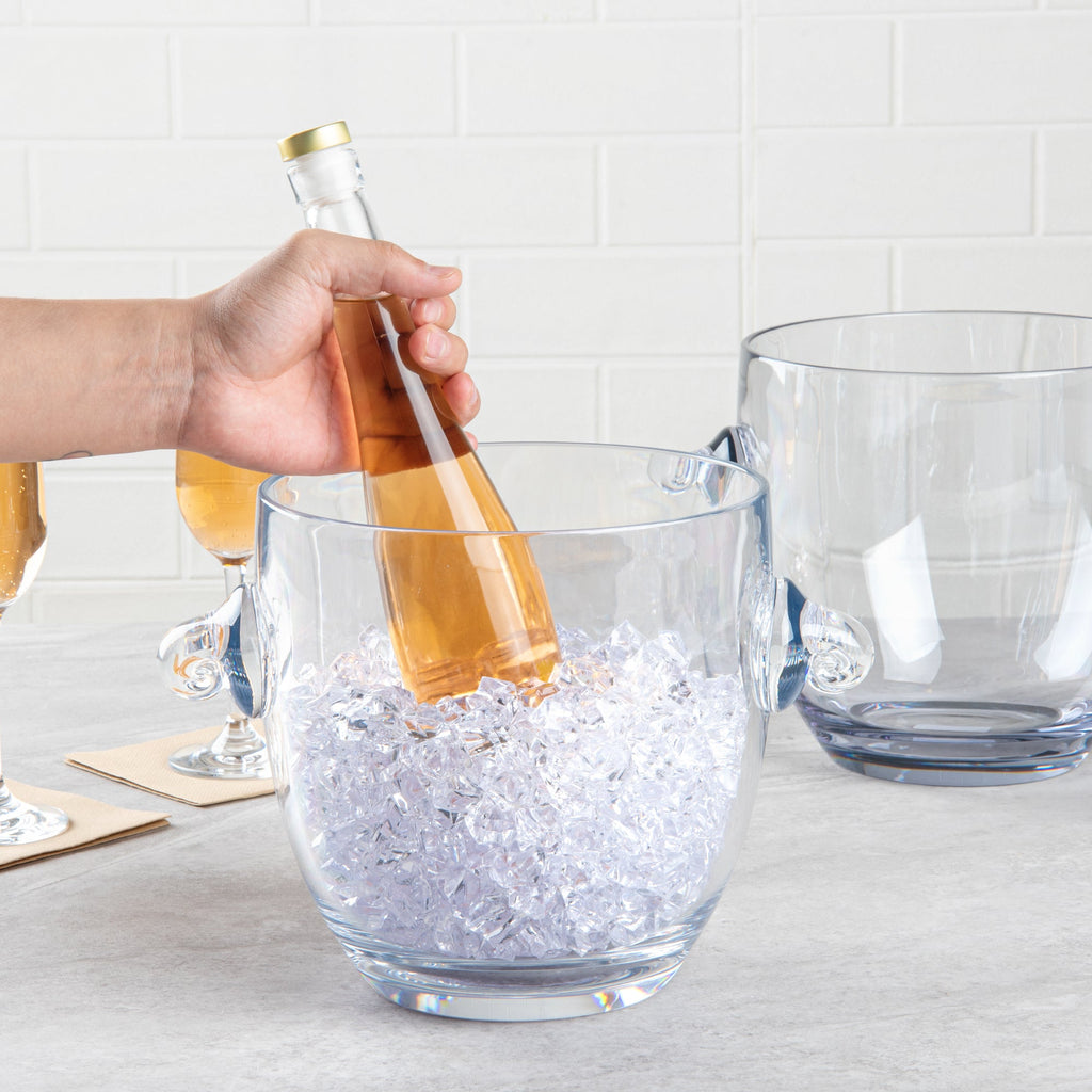 Bar Lux 5.3 qt Clear Plastic Ice / Champagne Bucket - 11 3/4" x 8 1/4" x 8 1/4" - 4 count box