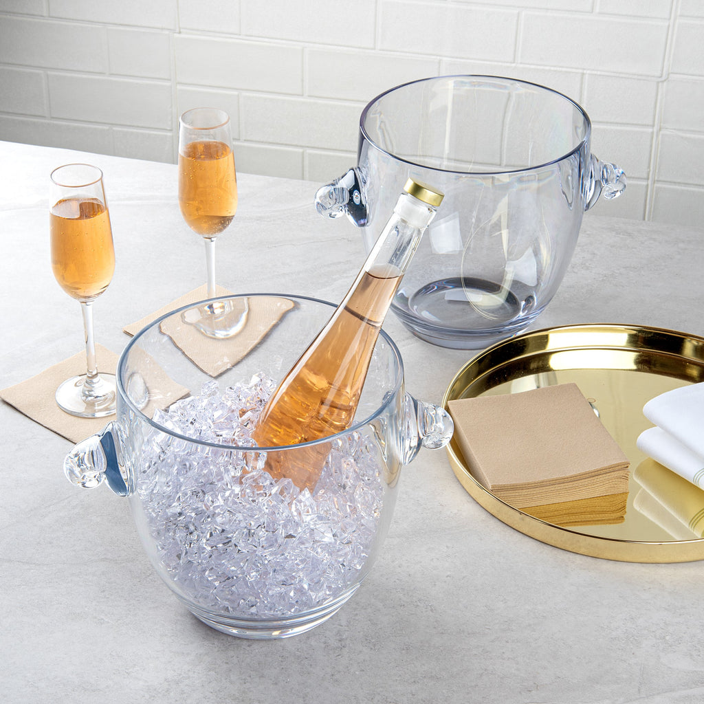 Bar Lux 5.3 qt Clear Plastic Ice / Champagne Bucket - 11 3/4" x 8 1/4" x 8 1/4" - 4 count box