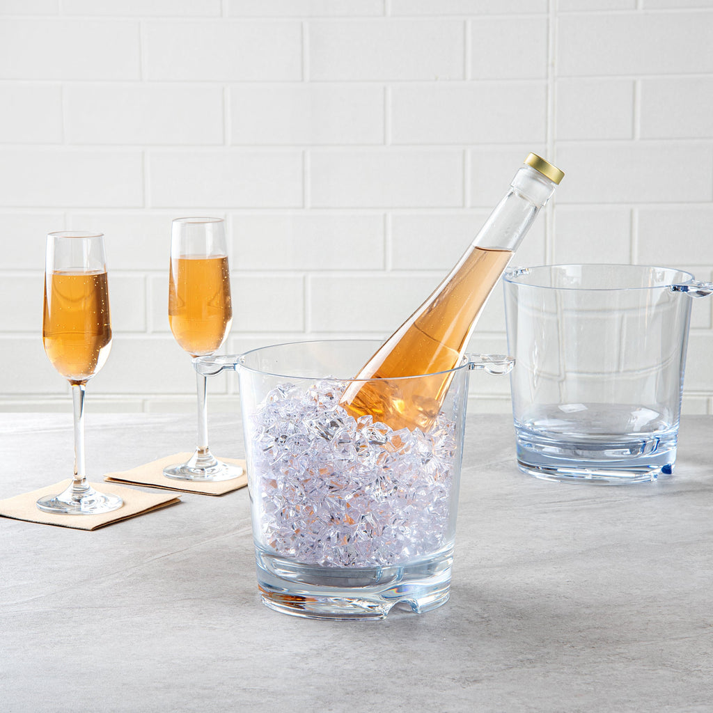 Bar Lux 2.4 qt Clear Plastic Ice / Champagne Bucket - 9" x 6 1/2" x 6 3/4" - 1 count box