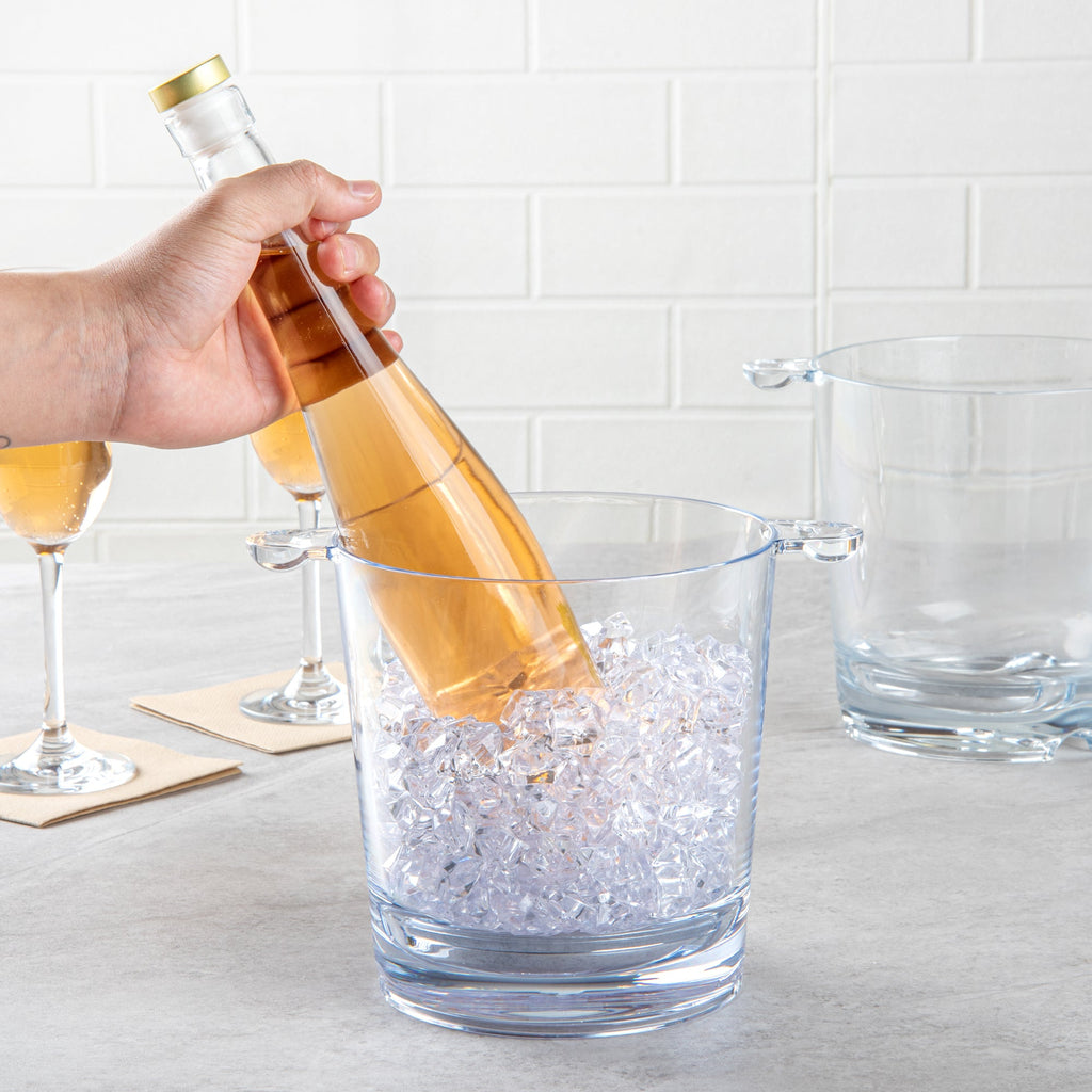 Bar Lux 2.4 qt Clear Plastic Ice / Champagne Bucket - 9" x 6 1/2" x 6 3/4" - 1 count box