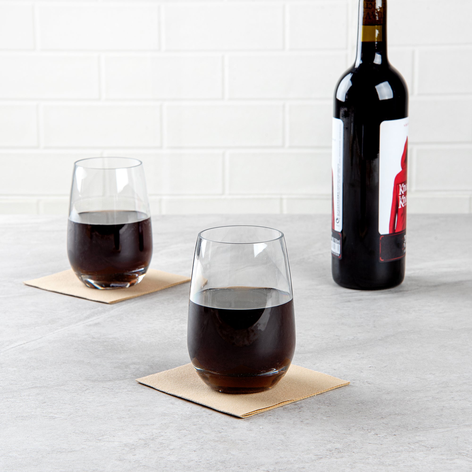 Bev Tek 17 oz Polycarbonate Stemless Wine Glass - 3 1/2" x 3 1/2" x 5" - 6 count box