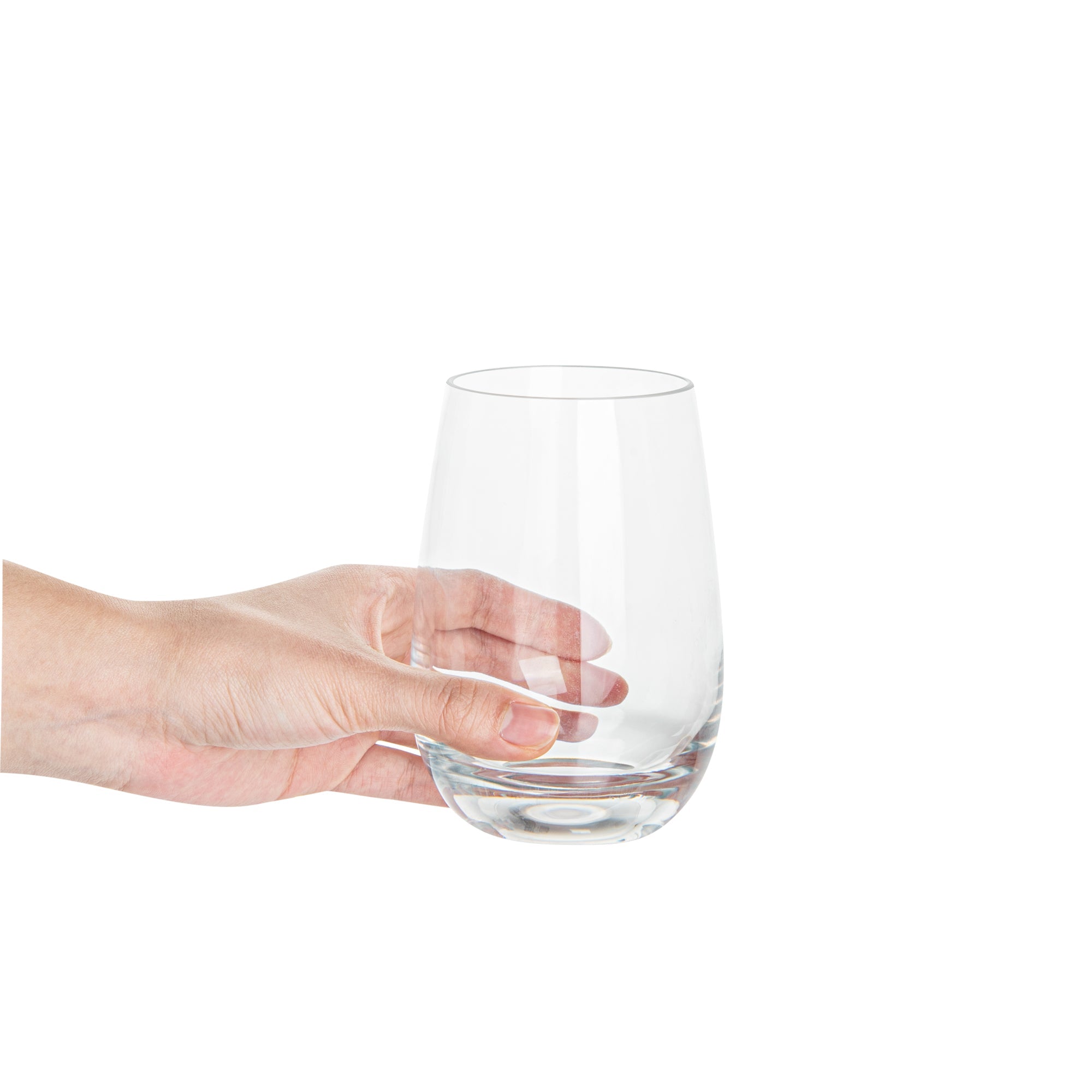 Bev Tek 17 oz Polycarbonate Stemless Wine Glass - 3 1/2" x 3 1/2" x 5" - 48 count box