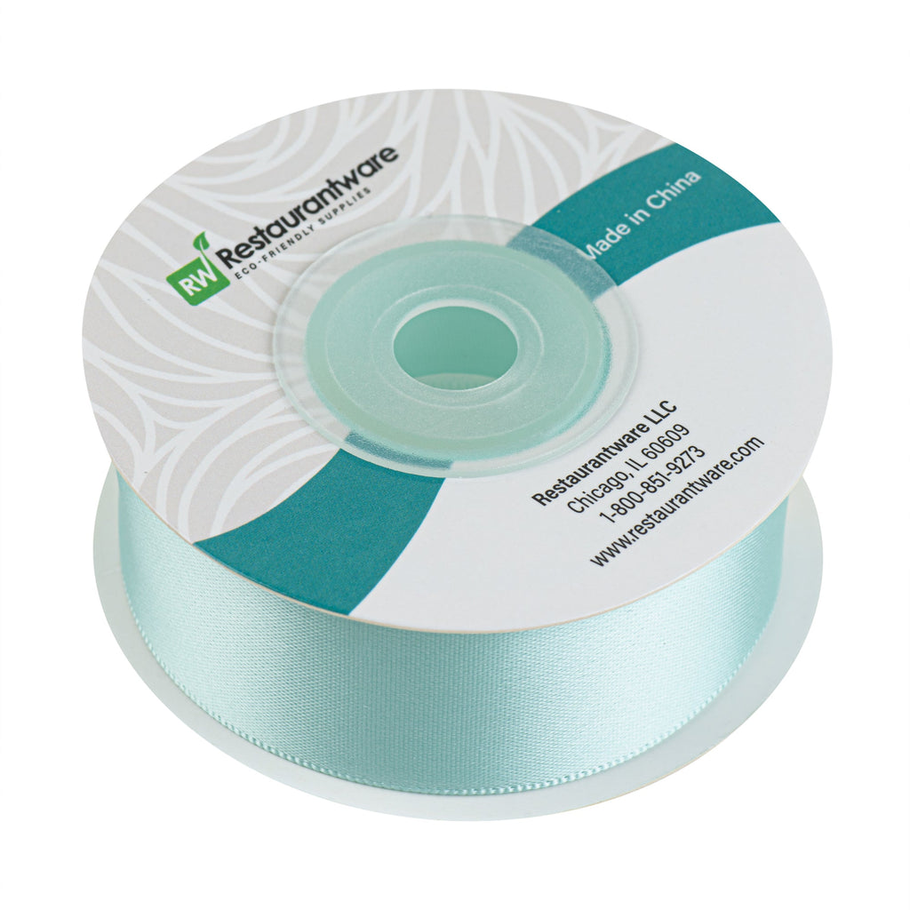 Gift Tek Aqua Blue Polyester Satin Ribbon - Single Face - 1" x 10 yds - 1 count box