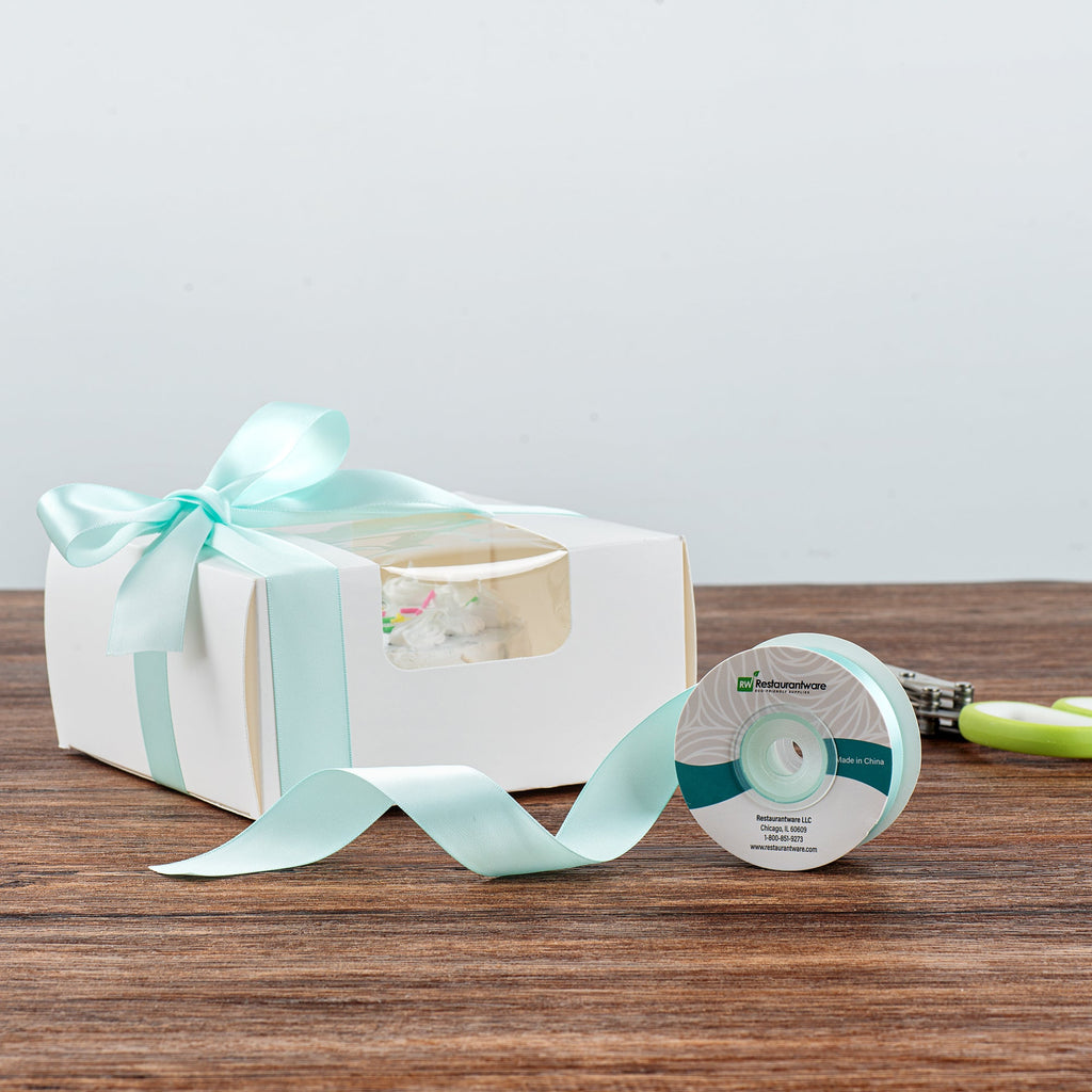 Gift Tek Aqua Blue Polyester Satin Ribbon - Single Face - 1" x 10 yds - 1 count box