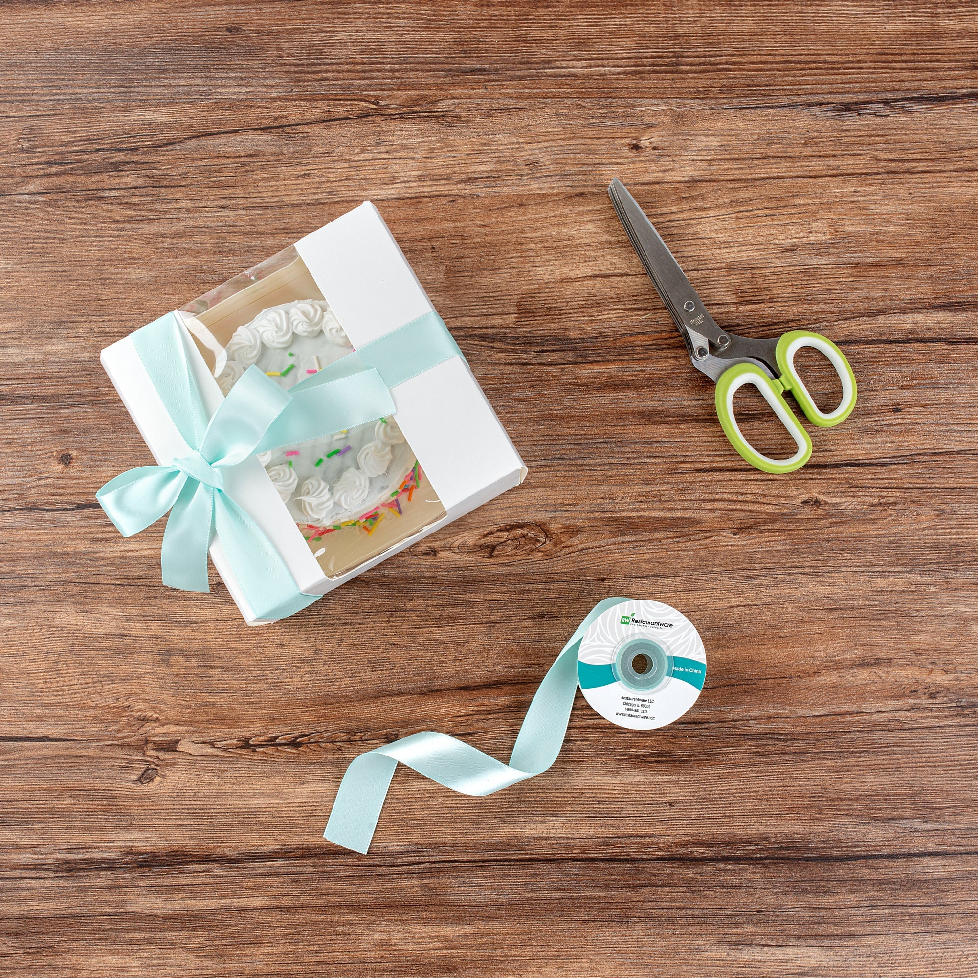Gift Tek Aqua Blue Polyester Satin Ribbon - Single Face - 1" x 10 yds - 1 count box