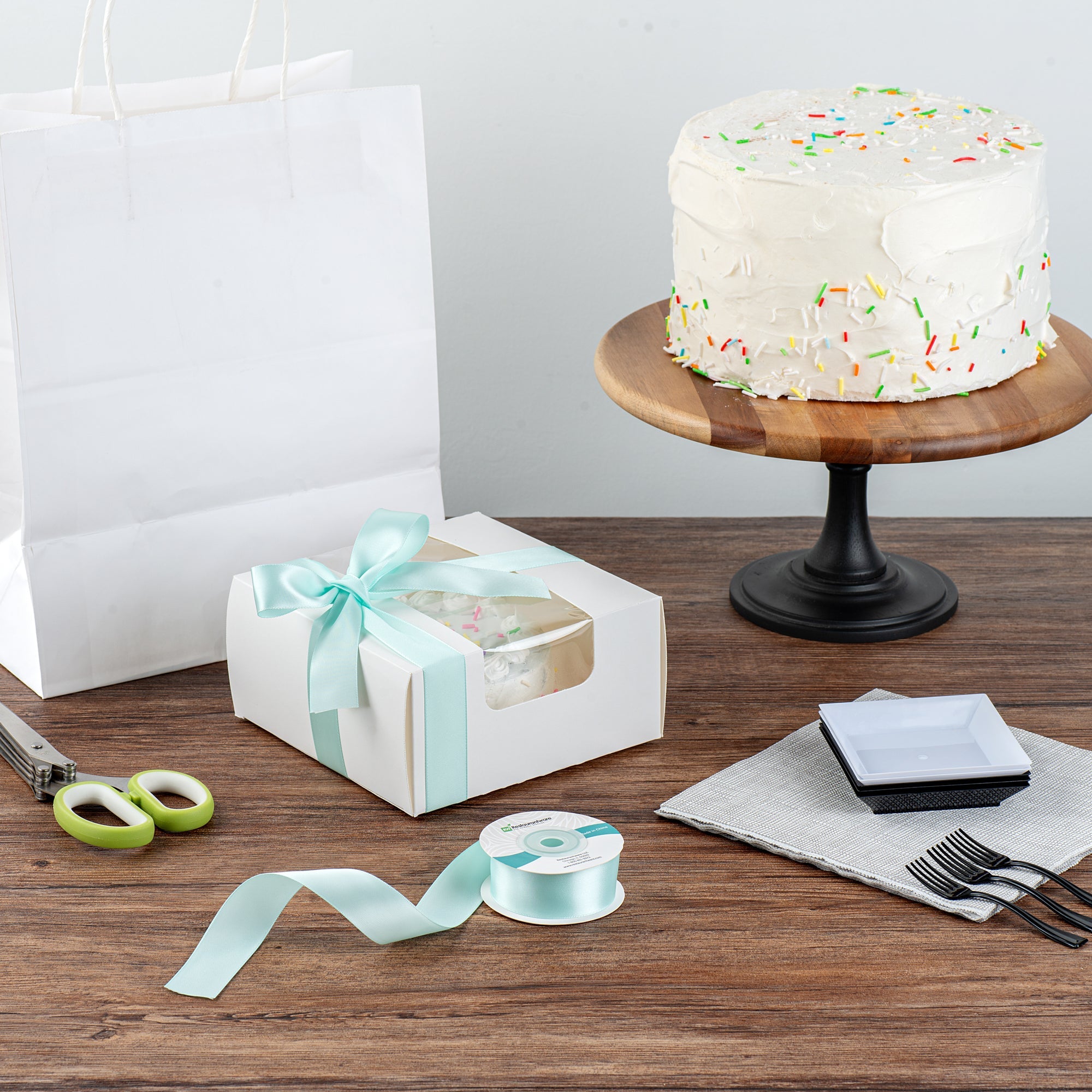 Gift Tek Aqua Blue Polyester Satin Ribbon - Single Face - 1" x 10 yds - 10 count box