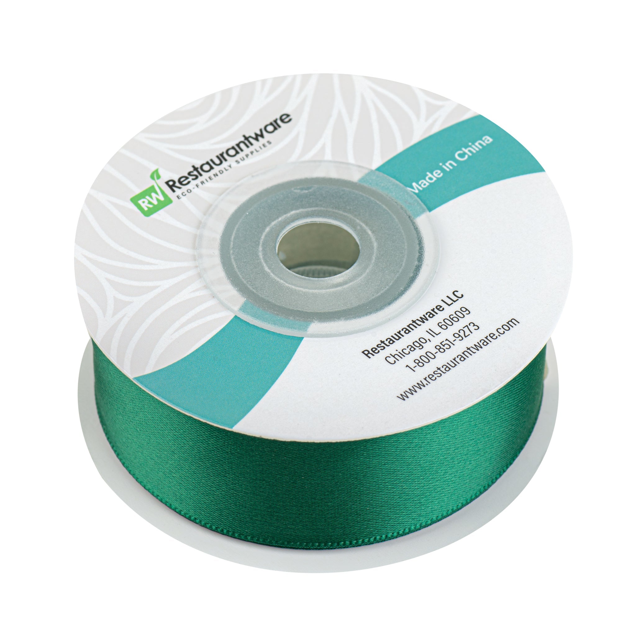 Gift Tek Forest Green Polyester Satin Ribbon - Single Face - 1" x 10 yds - 10 count box