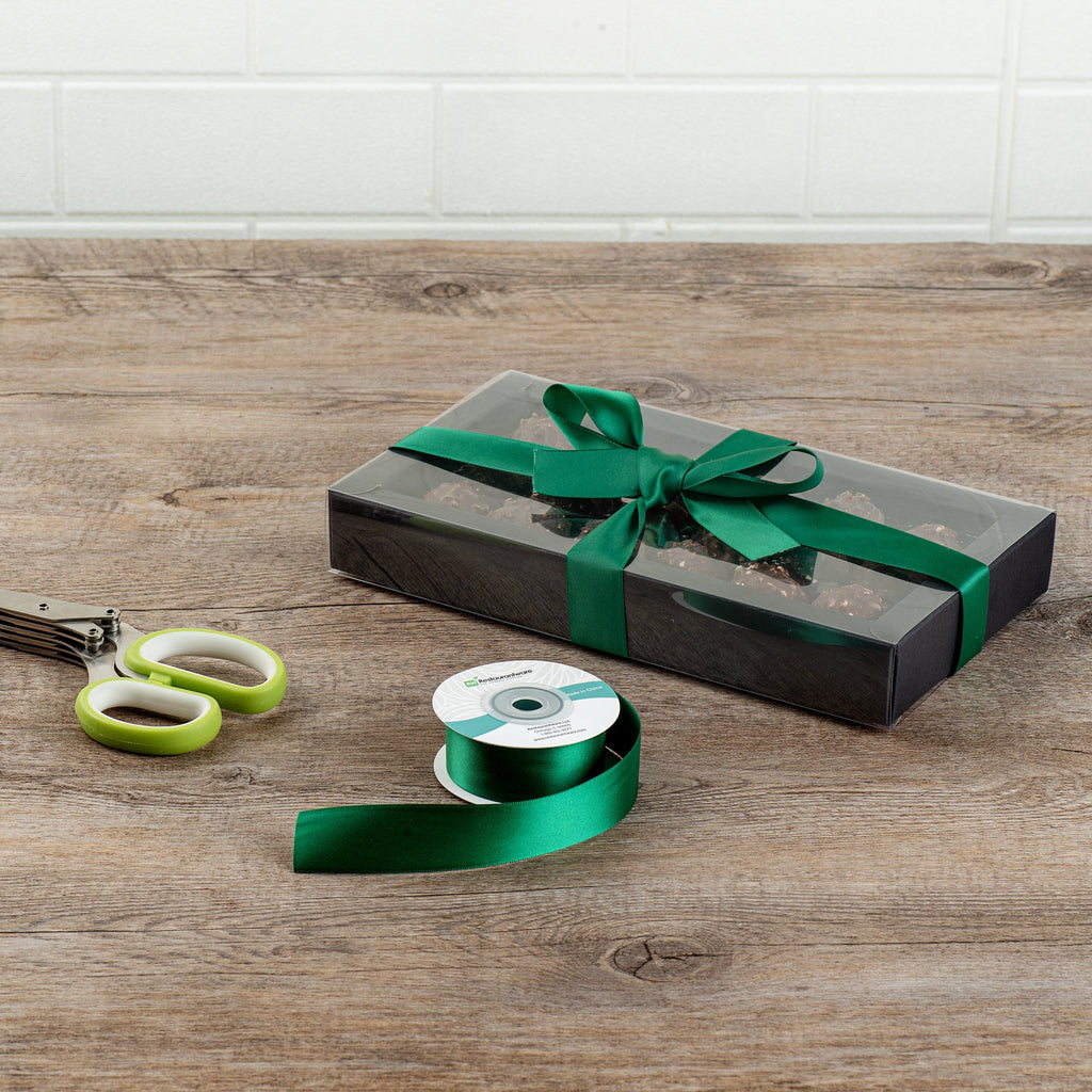 Gift Tek Forest Green Polyester Satin Ribbon - Single Face - 1" x 10 yds - 10 count box