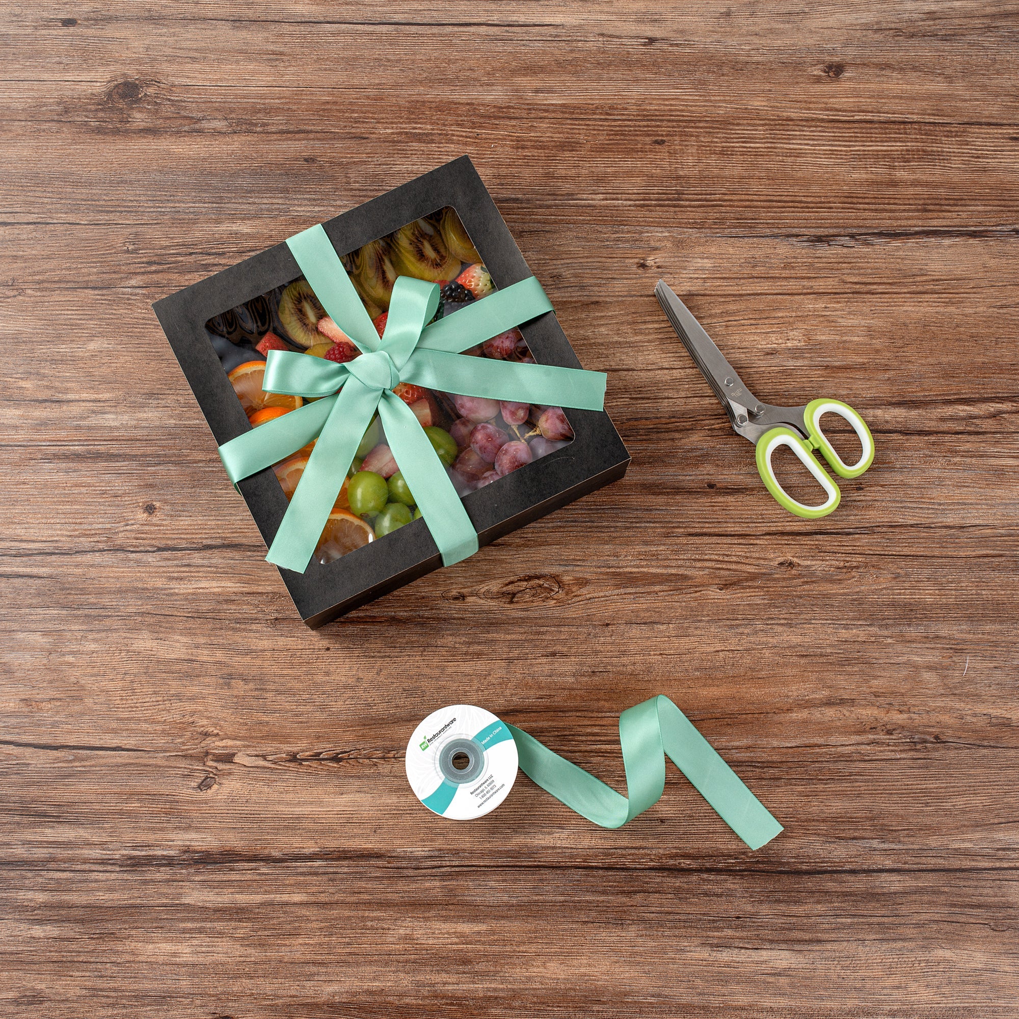 Gift Tek Dark Shale Green Polyester Satin Ribbon - Single Face - 1" x 10 yds - 1 count box