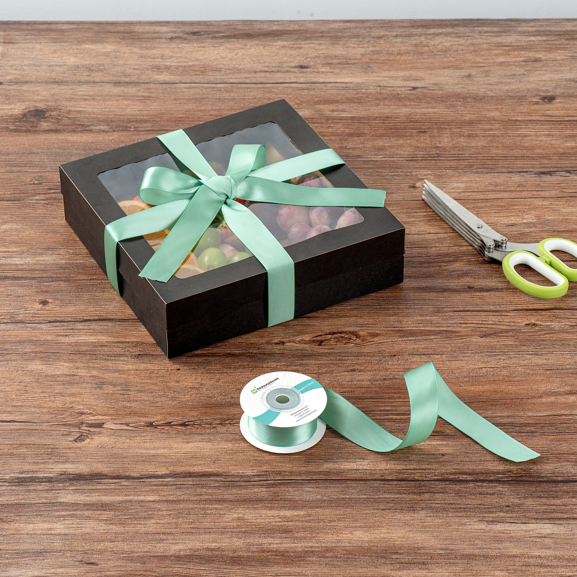 Gift Tek Dark Shale Green Polyester Satin Ribbon - Single Face - 1" x 10 yds - 10 count box