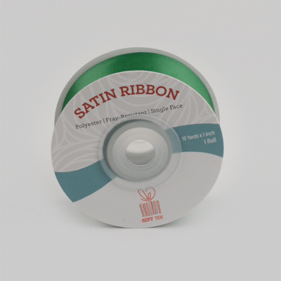 Gift Tek Emerald Green Polyester Satin Ribbon - Single Face - 1" x 10 yds - 1 count box