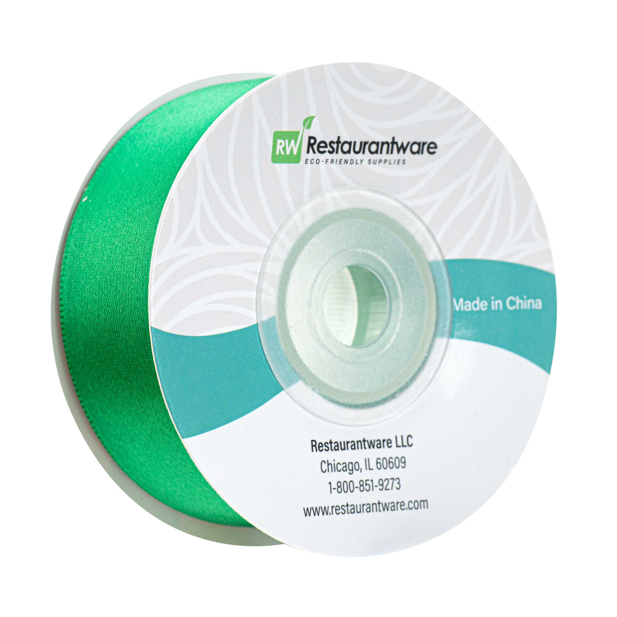 Gift Tek Emerald Green Polyester Satin Ribbon - Single Face - 1" x 10 yds - 1 count box