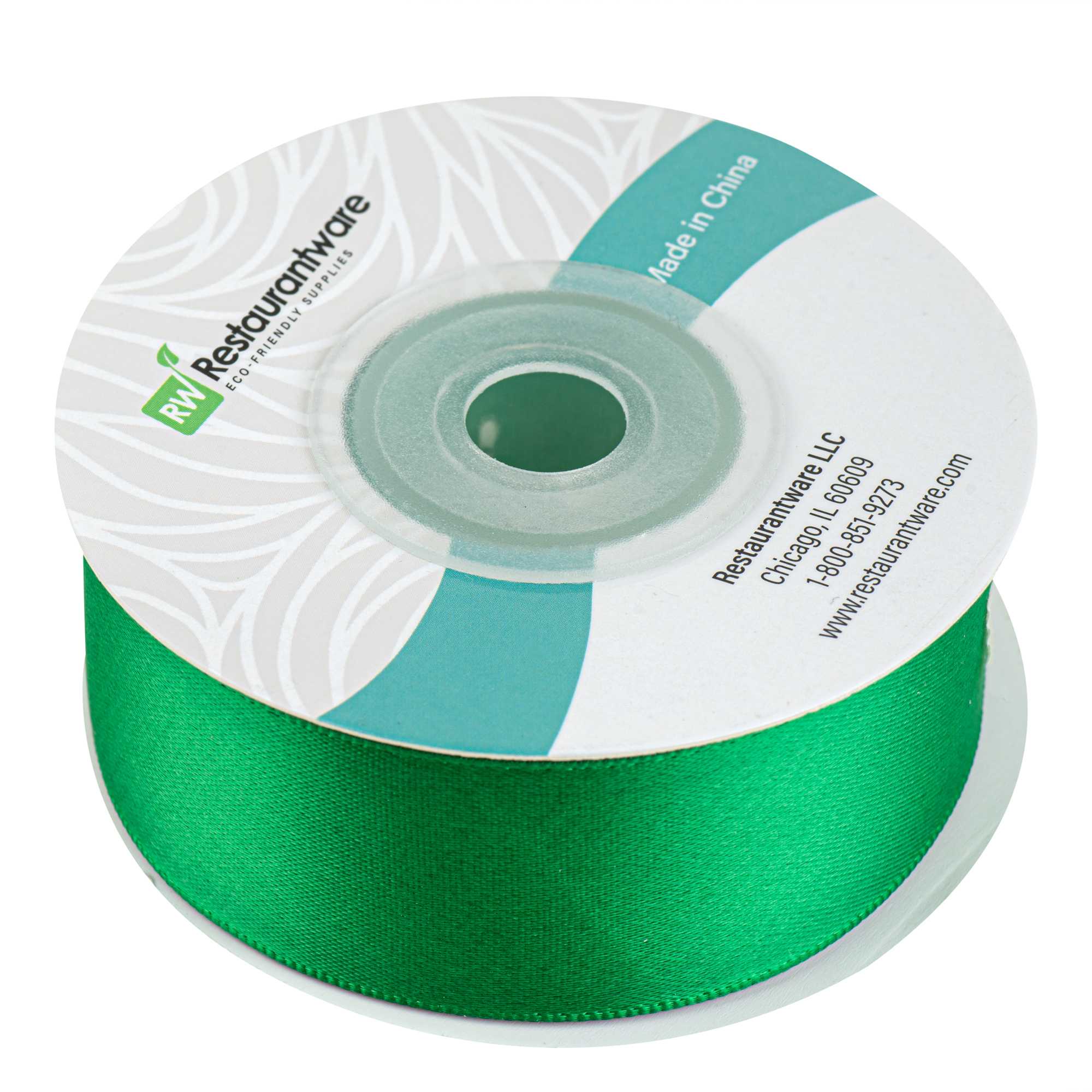 Gift Tek Emerald Green Polyester Satin Ribbon - Single Face - 1" x 10 yds - 1 count box