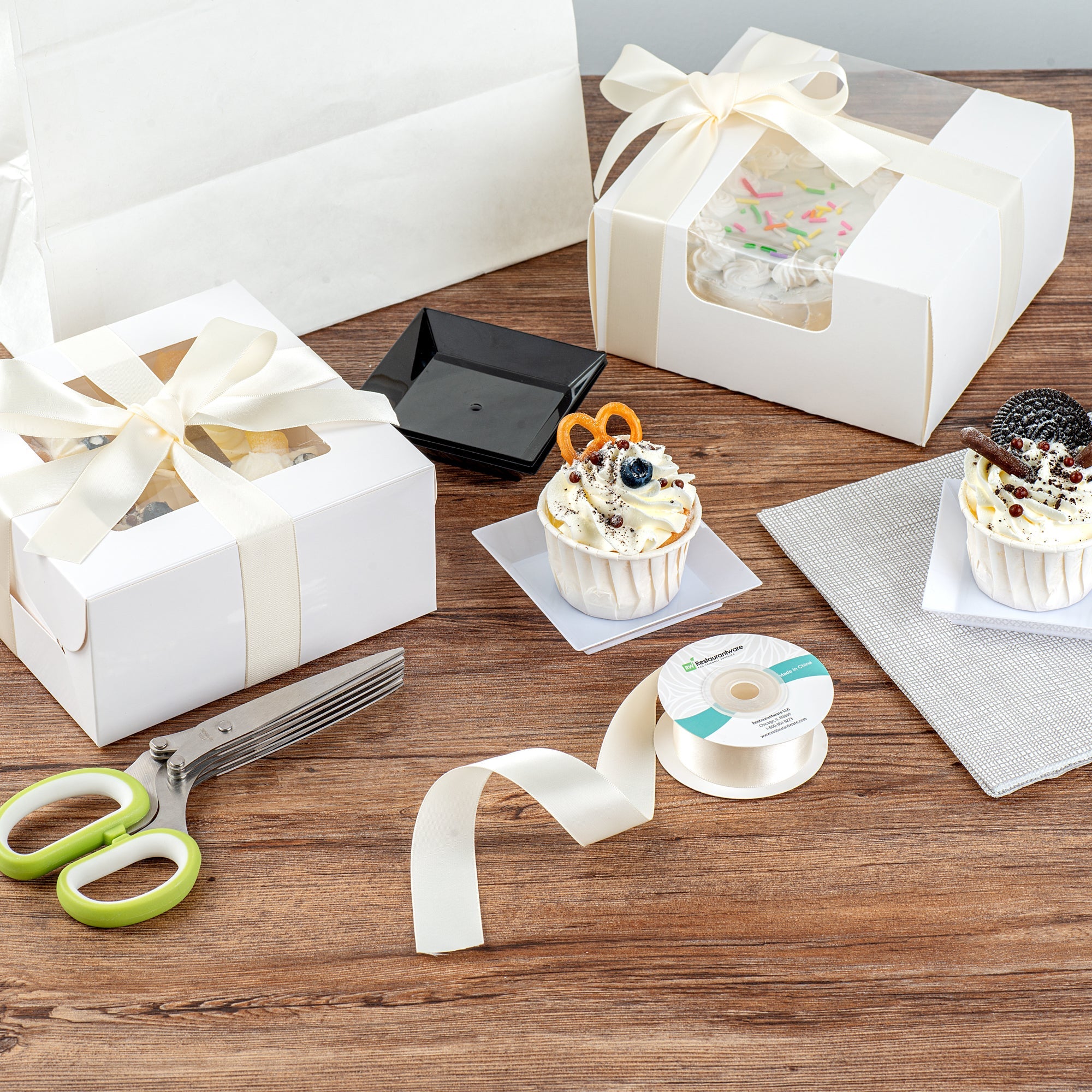 Gift Tek Ivory White Polyester Satin Ribbon - Single Face - 1" x 10 yds - 10 count box