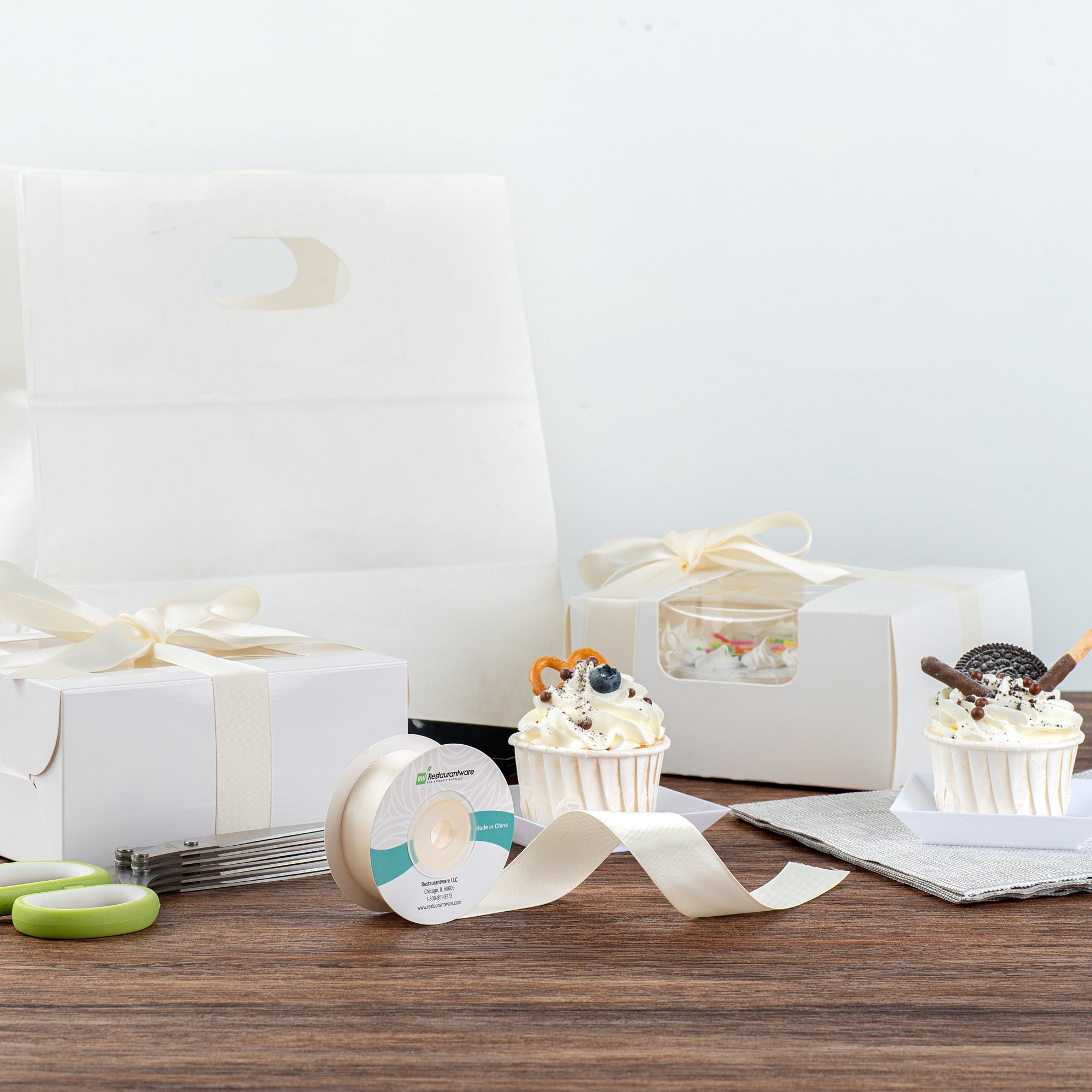 Gift Tek Ivory White Polyester Satin Ribbon - Single Face - 1" x 10 yds - 10 count box