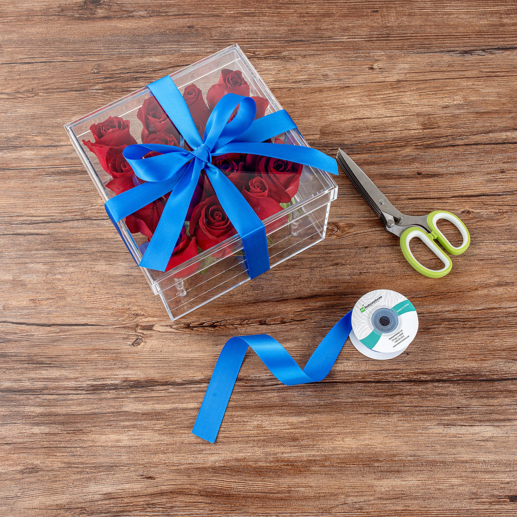Gift Tek Royal Blue Polyester Satin Ribbon - Single Face - 1" x 10 yds - 1 count box