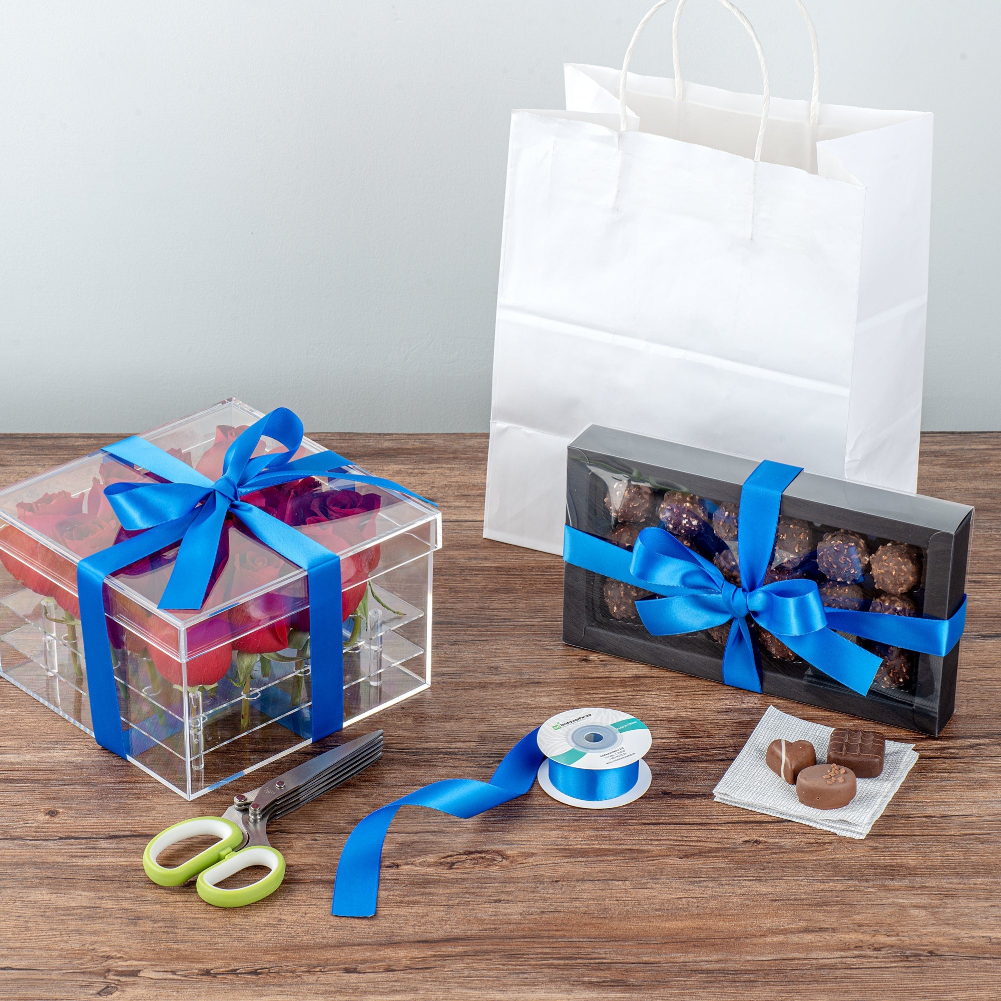 Gift Tek Royal Blue Polyester Satin Ribbon - Single Face - 1" x 10 yds - 10 count box