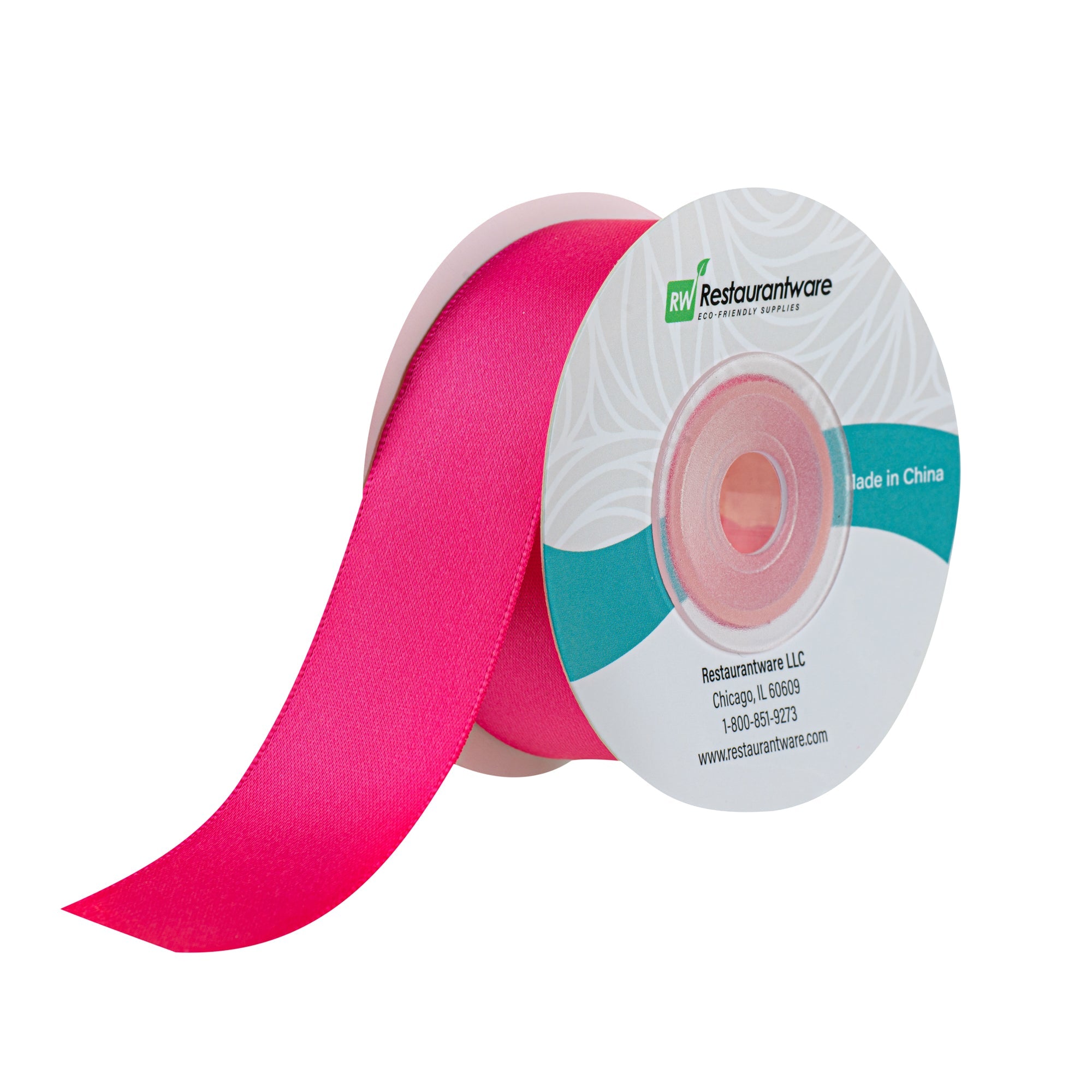 Gift Tek Shocking Pink Polyester Satin Ribbon - Single Face - 1" x 10 yds - 1 count box