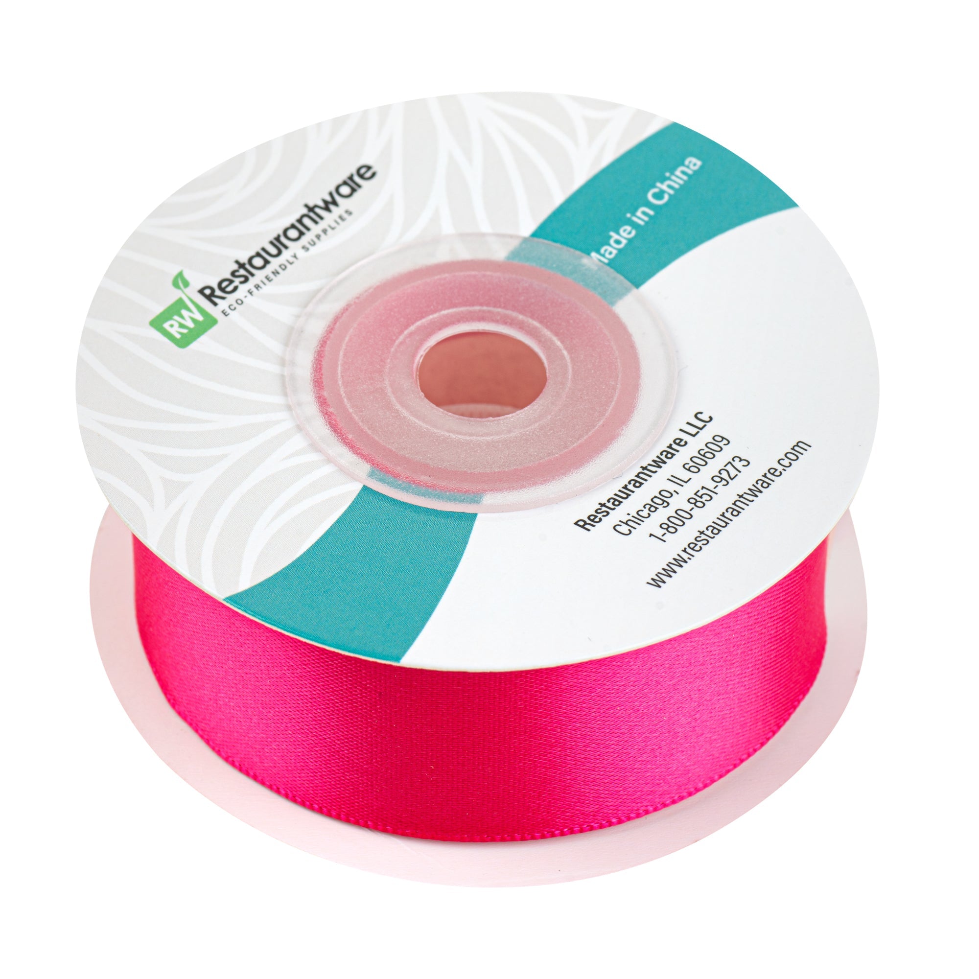 Gift Tek Shocking Pink Polyester Satin Ribbon - Single Face - 1" x 10 yds - 1 count box
