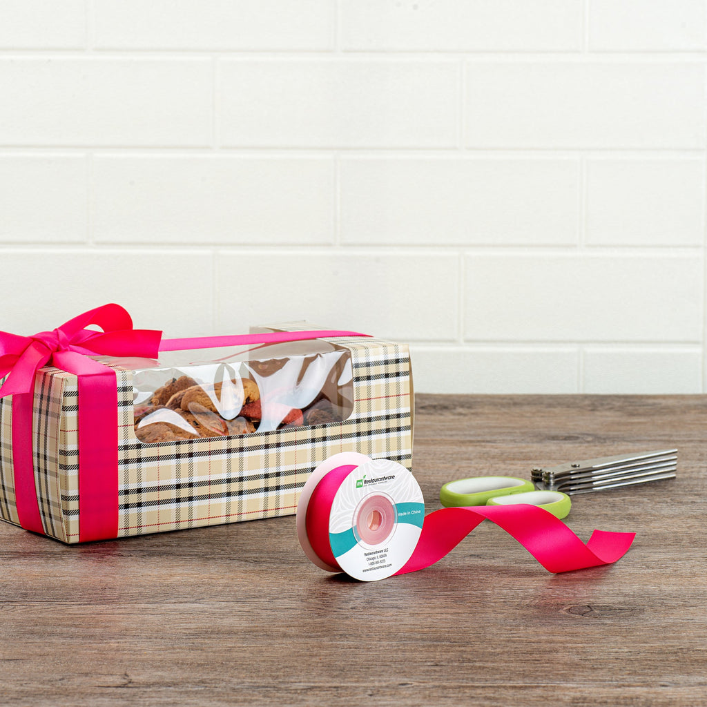 Gift Tek Shocking Pink Polyester Satin Ribbon - Single Face - 1" x 10 yds - 10 count box