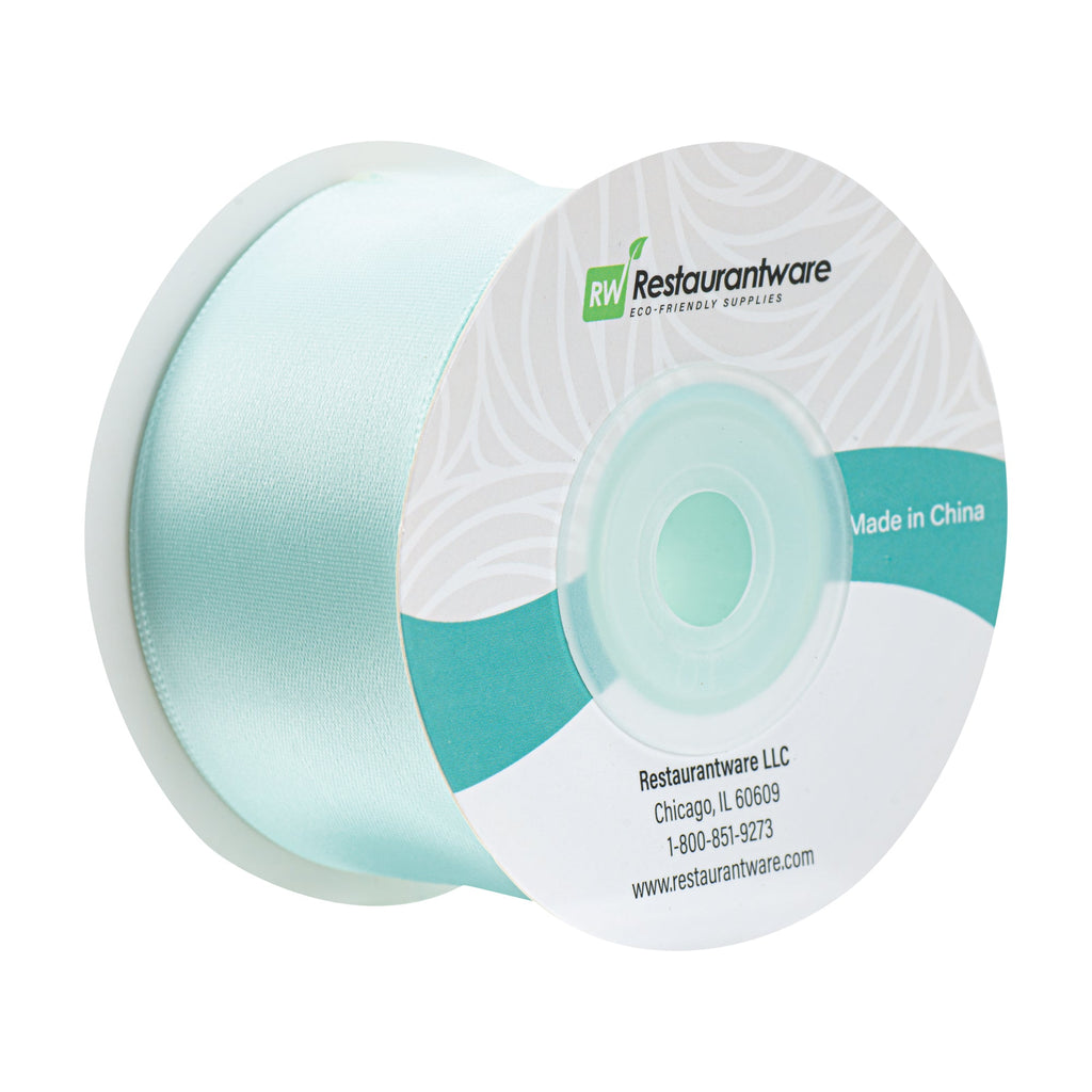 Gift Tek Aqua Blue Polyester Satin Ribbon - Single Face - 1 1/2" x 10 yds - 10 count box
