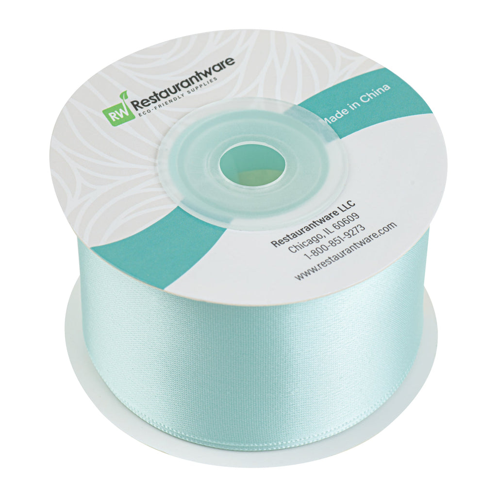 Gift Tek Aqua Blue Polyester Satin Ribbon - Single Face - 1 1/2" x 10 yds - 10 count box