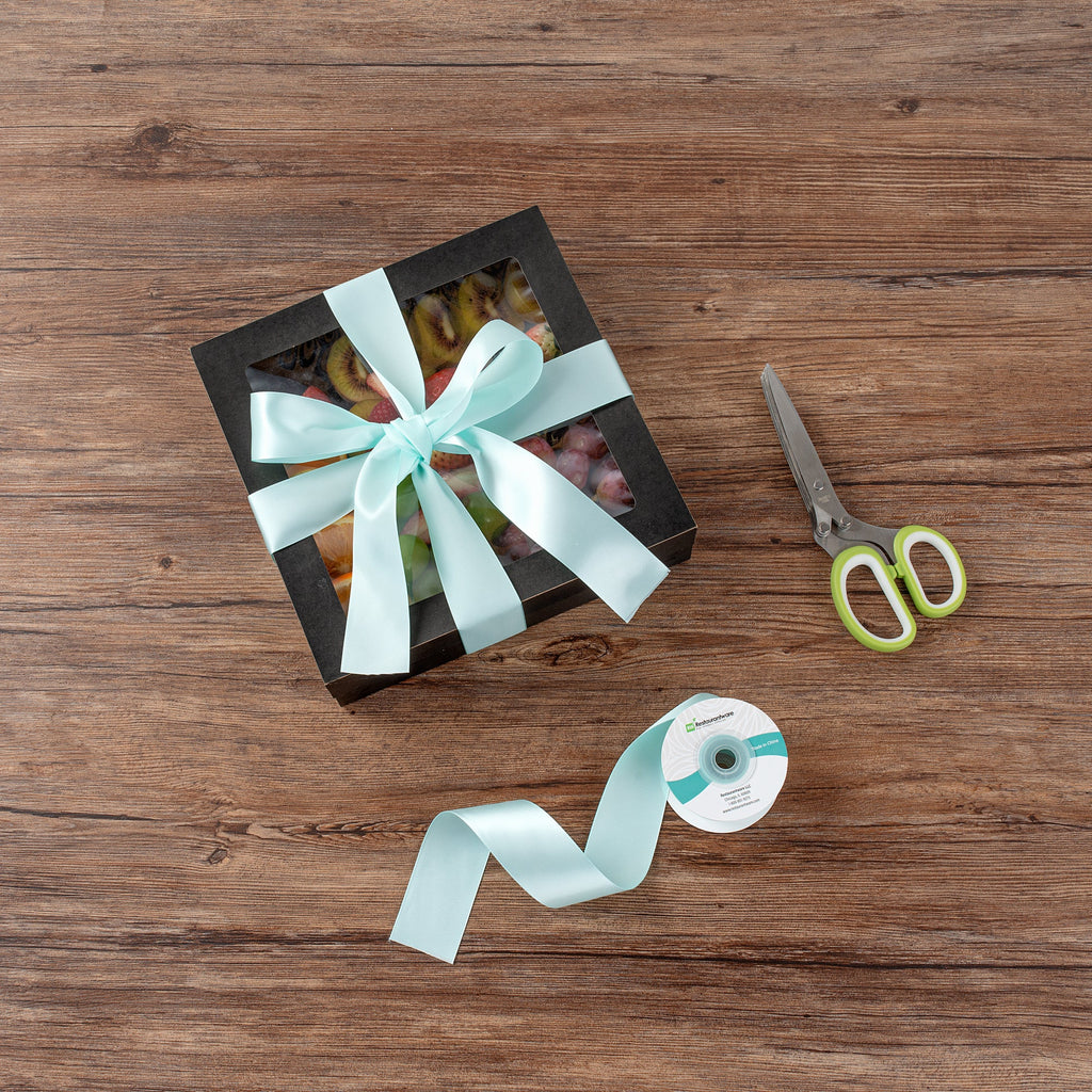 Gift Tek Aqua Blue Polyester Satin Ribbon - Single Face - 1 1/2" x 10 yds - 10 count box