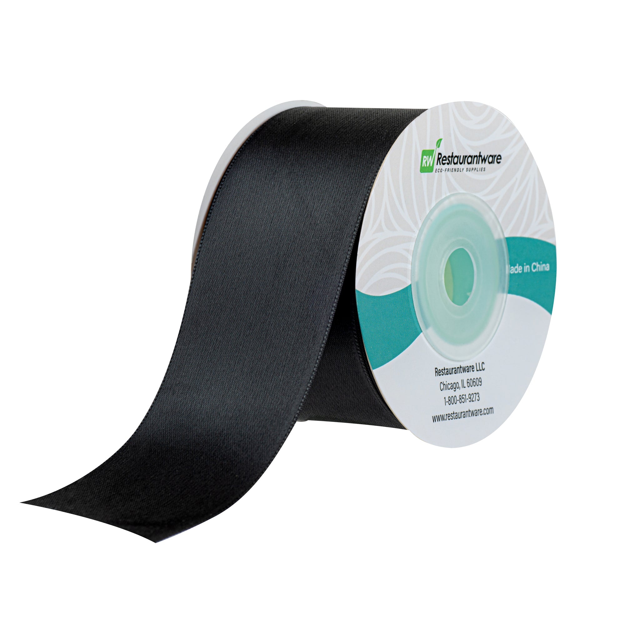 Gift Tek Black Polyester Satin Ribbon - Single Face - 1 1/2" x 10 yds - 1 count box