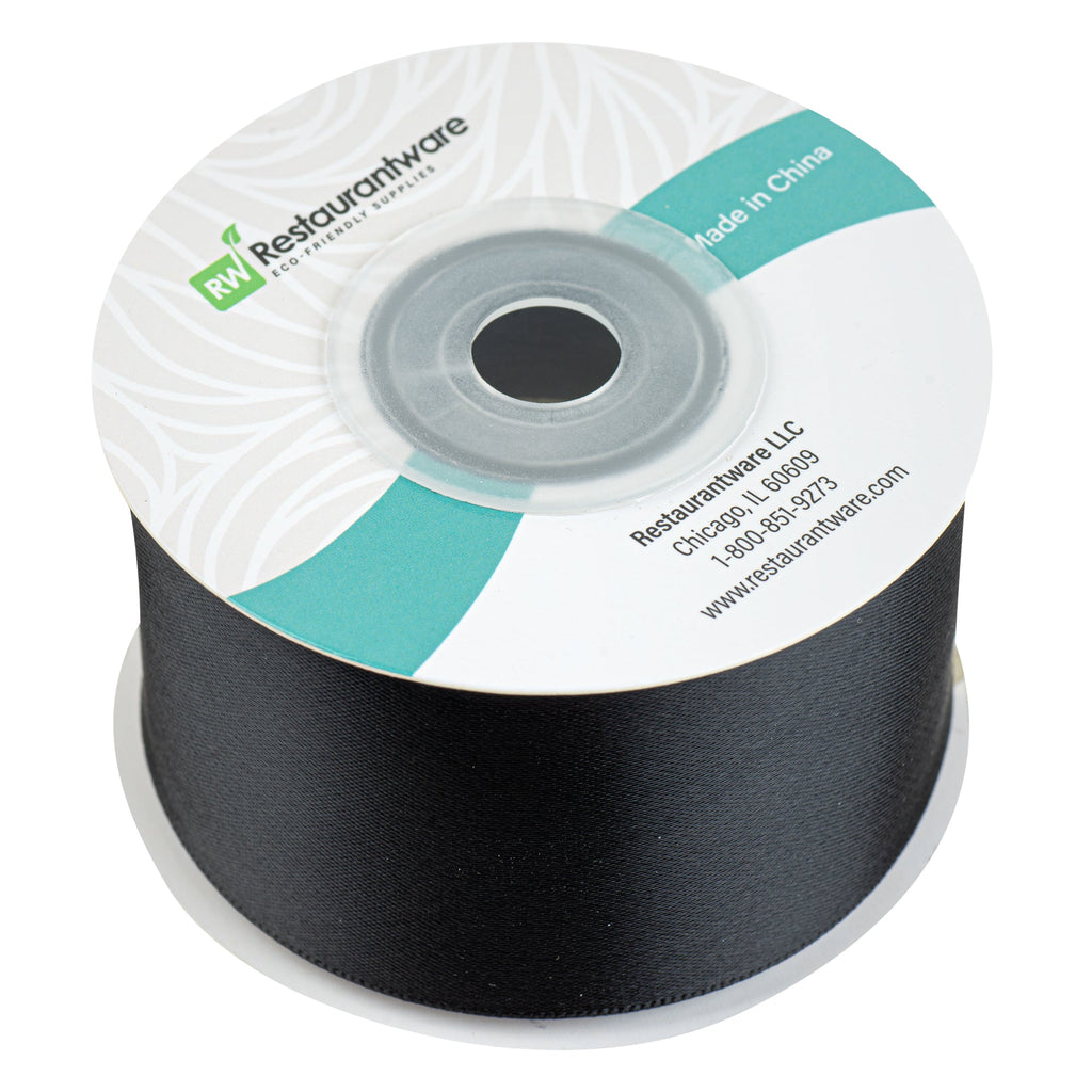 Gift Tek Black Polyester Satin Ribbon - Single Face - 1 1/2" x 10 yds - 1 count box