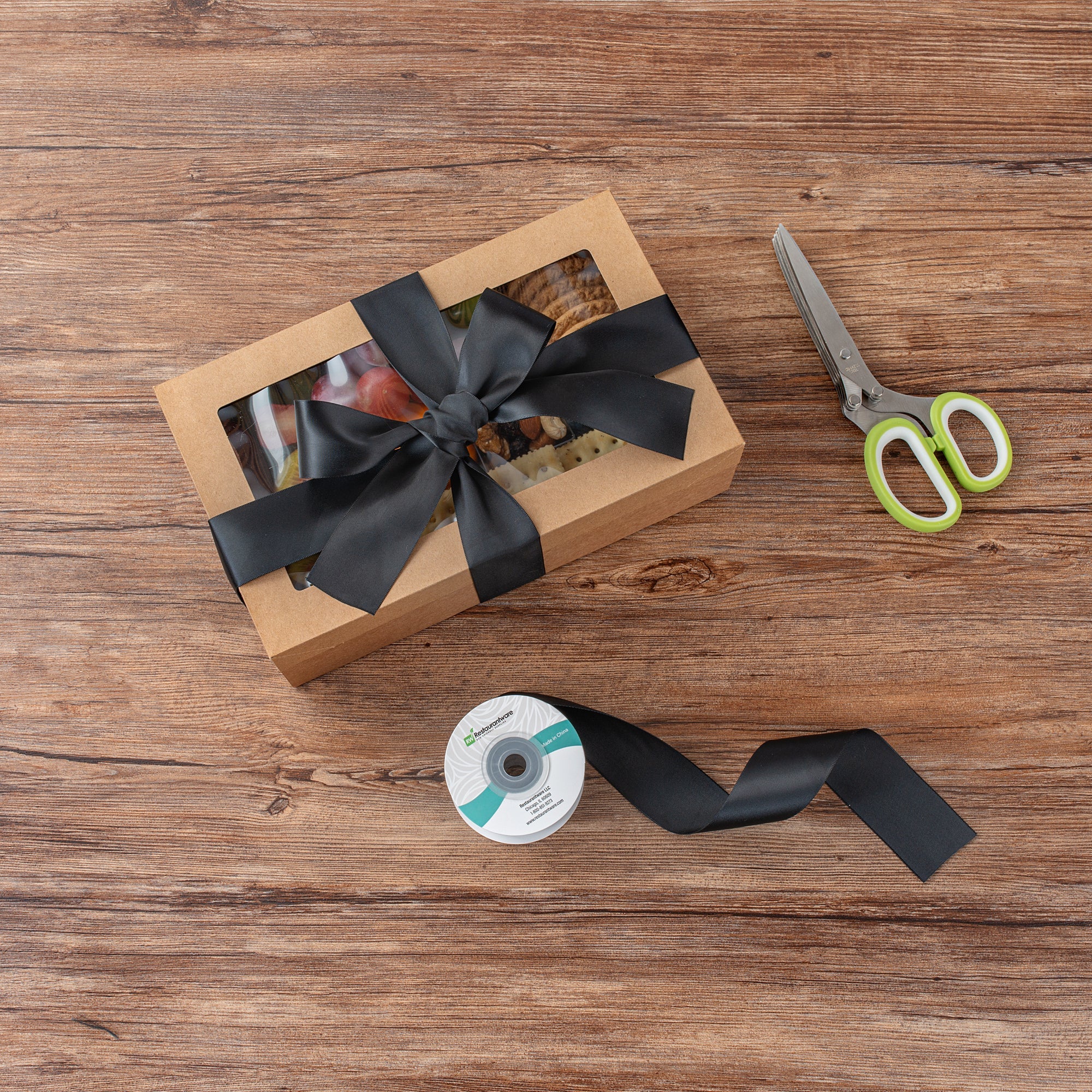 Gift Tek Black Polyester Satin Ribbon - Single Face - 1 1/2" x 10 yds - 1 count box
