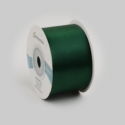 Gift Tek Forest Green Polyester Satin Ribbon - Single Face - 1 1/2" x 10 yds - 1 count box