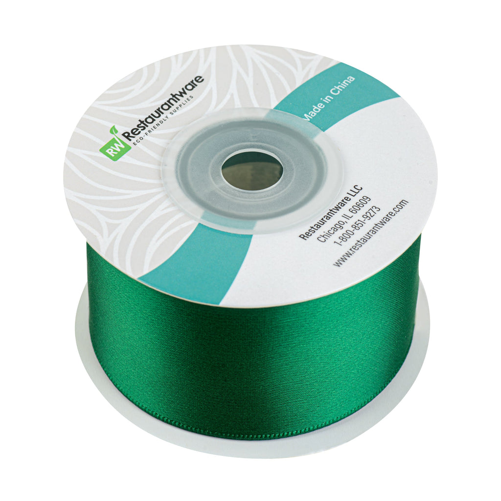 Gift Tek Forest Green Polyester Satin Ribbon - Single Face - 1 1/2" x 10 yds - 1 count box