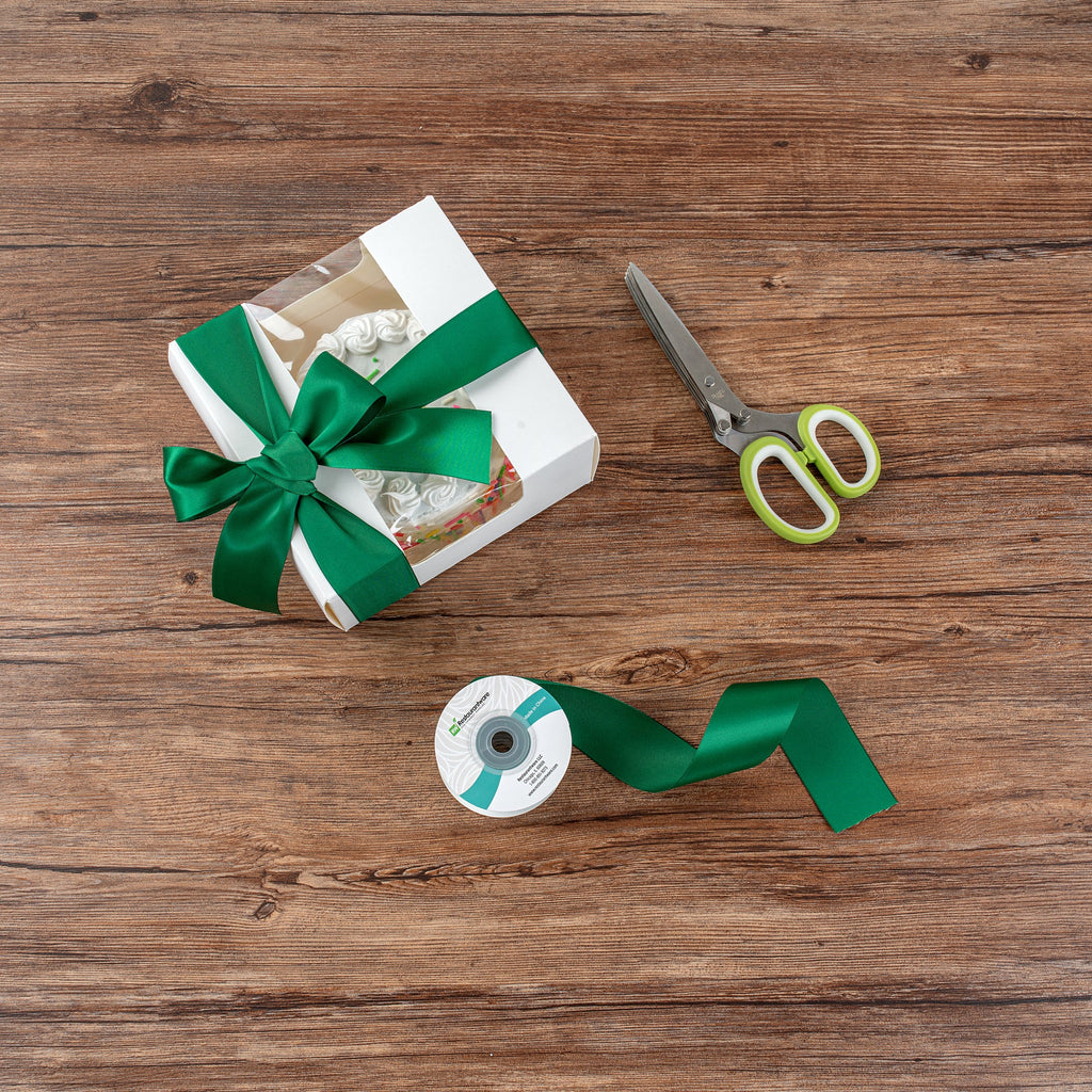 Gift Tek Forest Green Polyester Satin Ribbon - Single Face - 1 1/2" x 10 yds - 1 count box