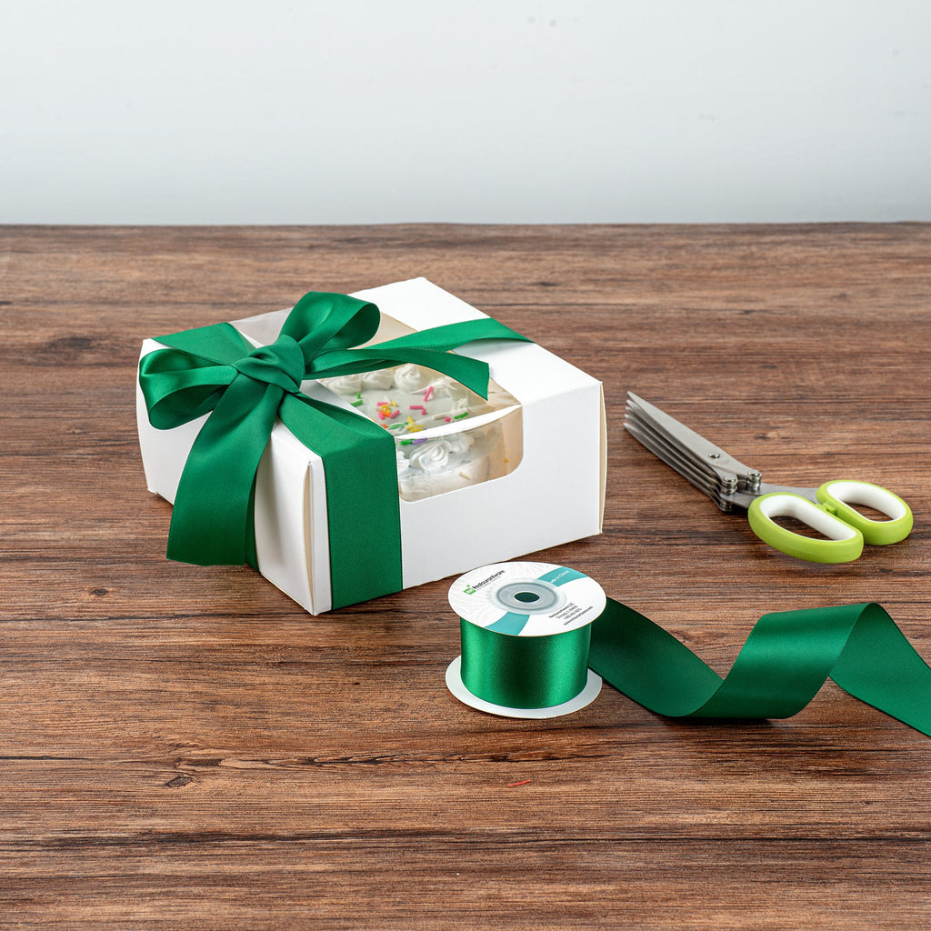 Gift Tek Forest Green Polyester Satin Ribbon - Single Face - 1 1/2" x 10 yds - 1 count box