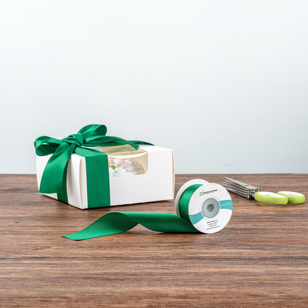 Gift Tek Forest Green Polyester Satin Ribbon - Single Face - 1 1/2" x 10 yds - 10 count box