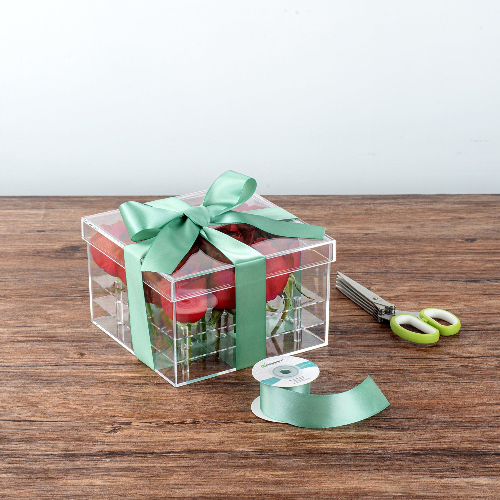 Gift Tek Dark Shale Green Polyester Satin Ribbon - Single Face - 1 1/2" x 10 yds - 1 count box